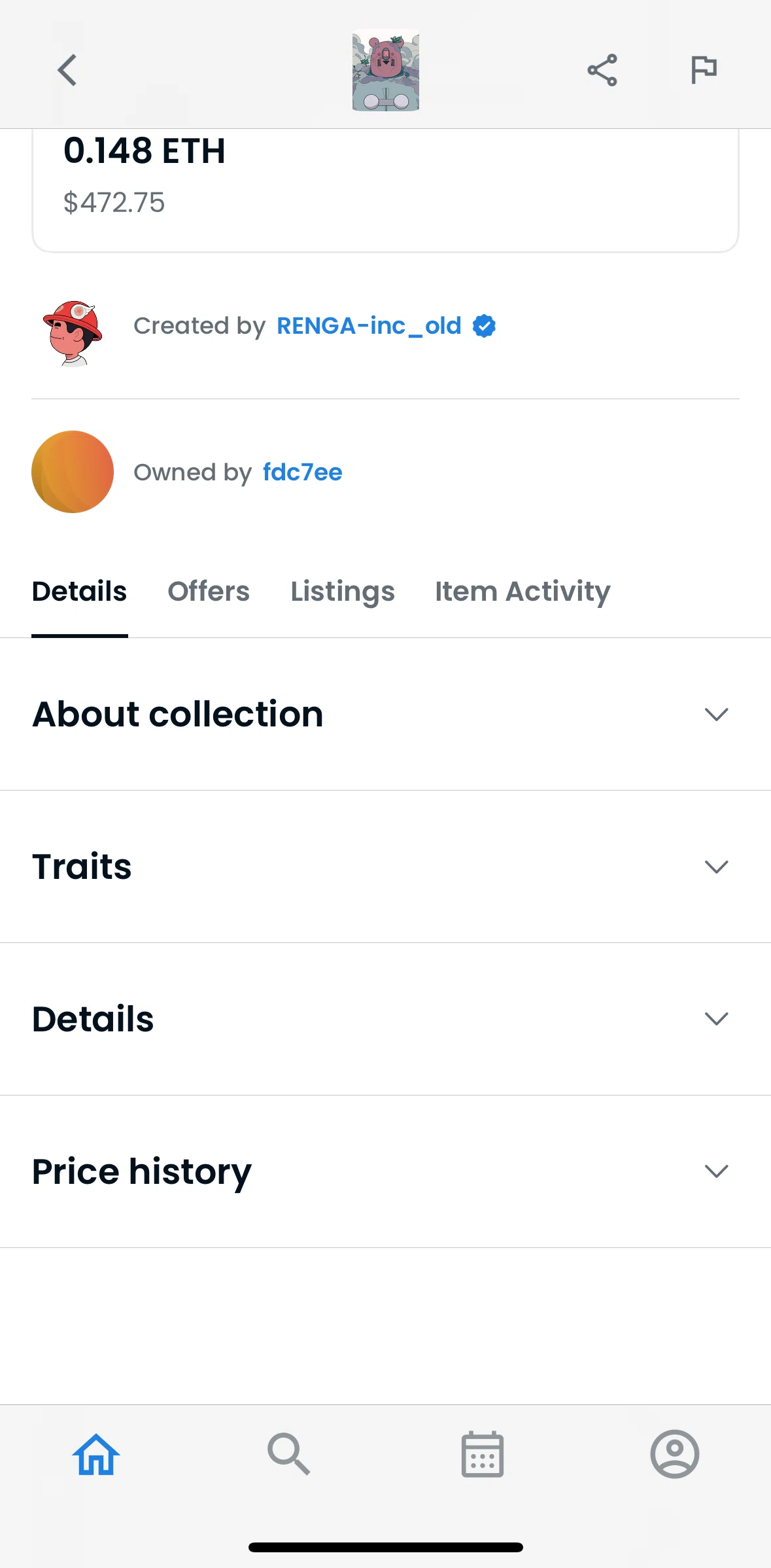 Opensea Screen screen in the Offers flow