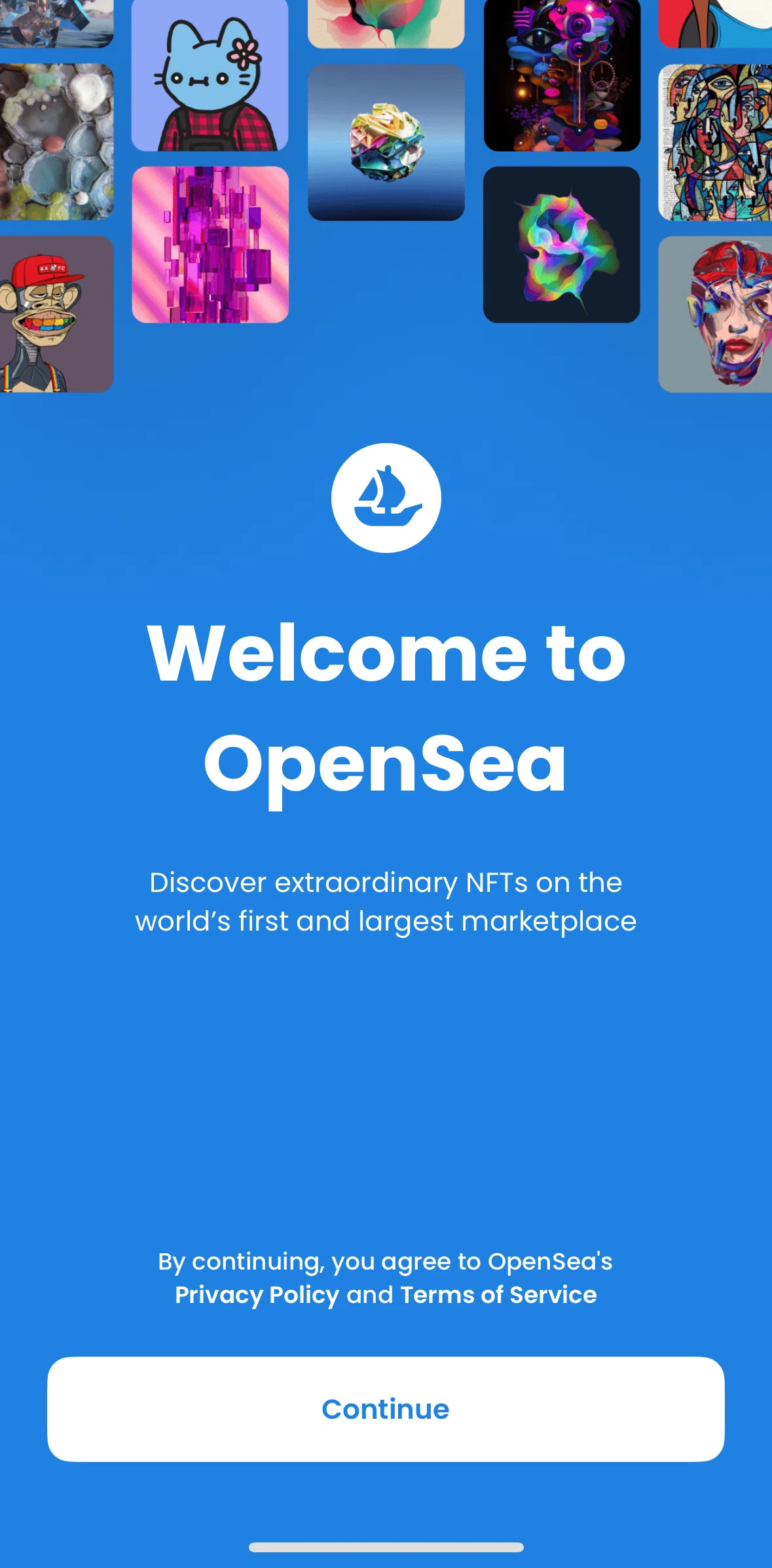 Opensea Screen screen in the Onboarding flow