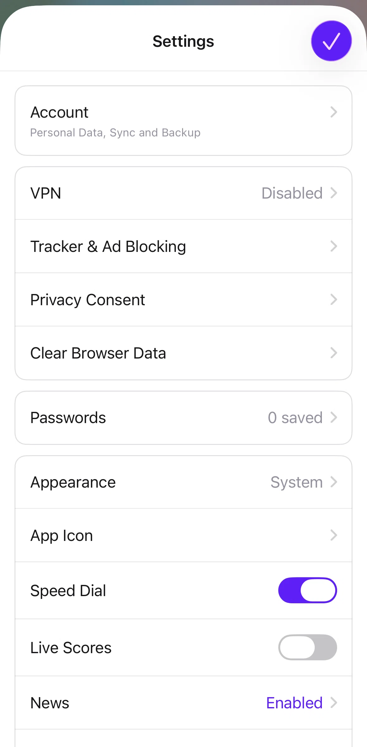 Opera Screen screen in the Account flow