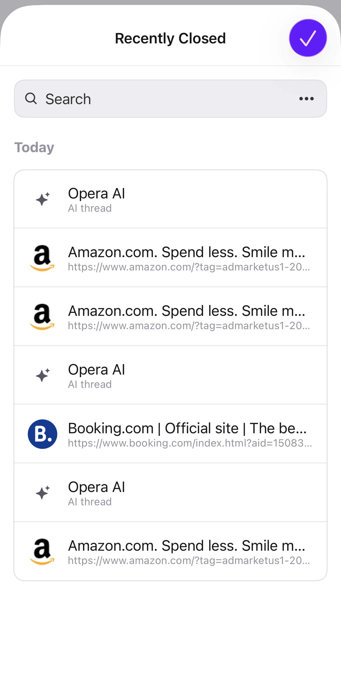 Opera Screen screen in the Clearing list flow