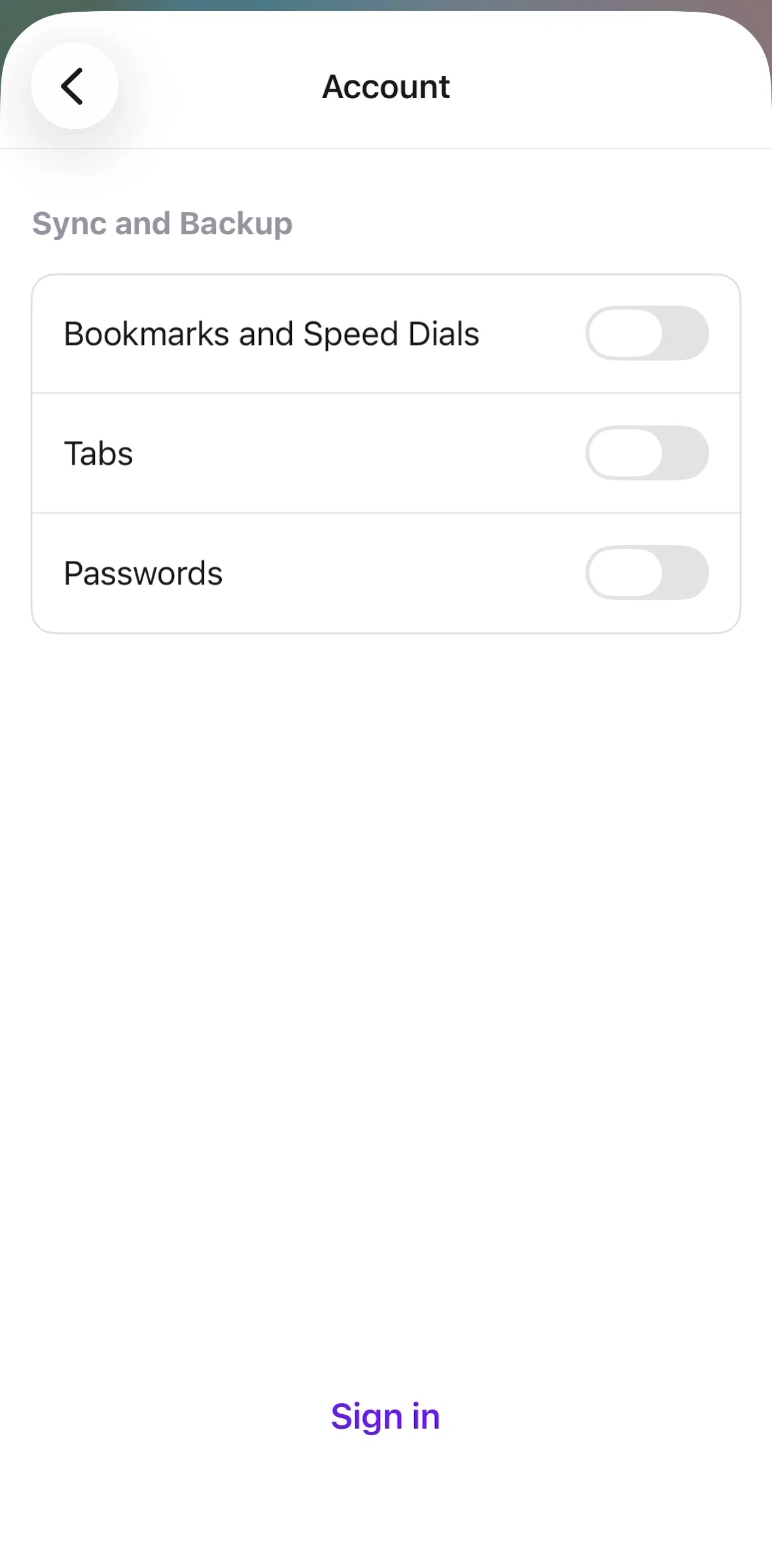 Opera Screen screen in the Logging in flow