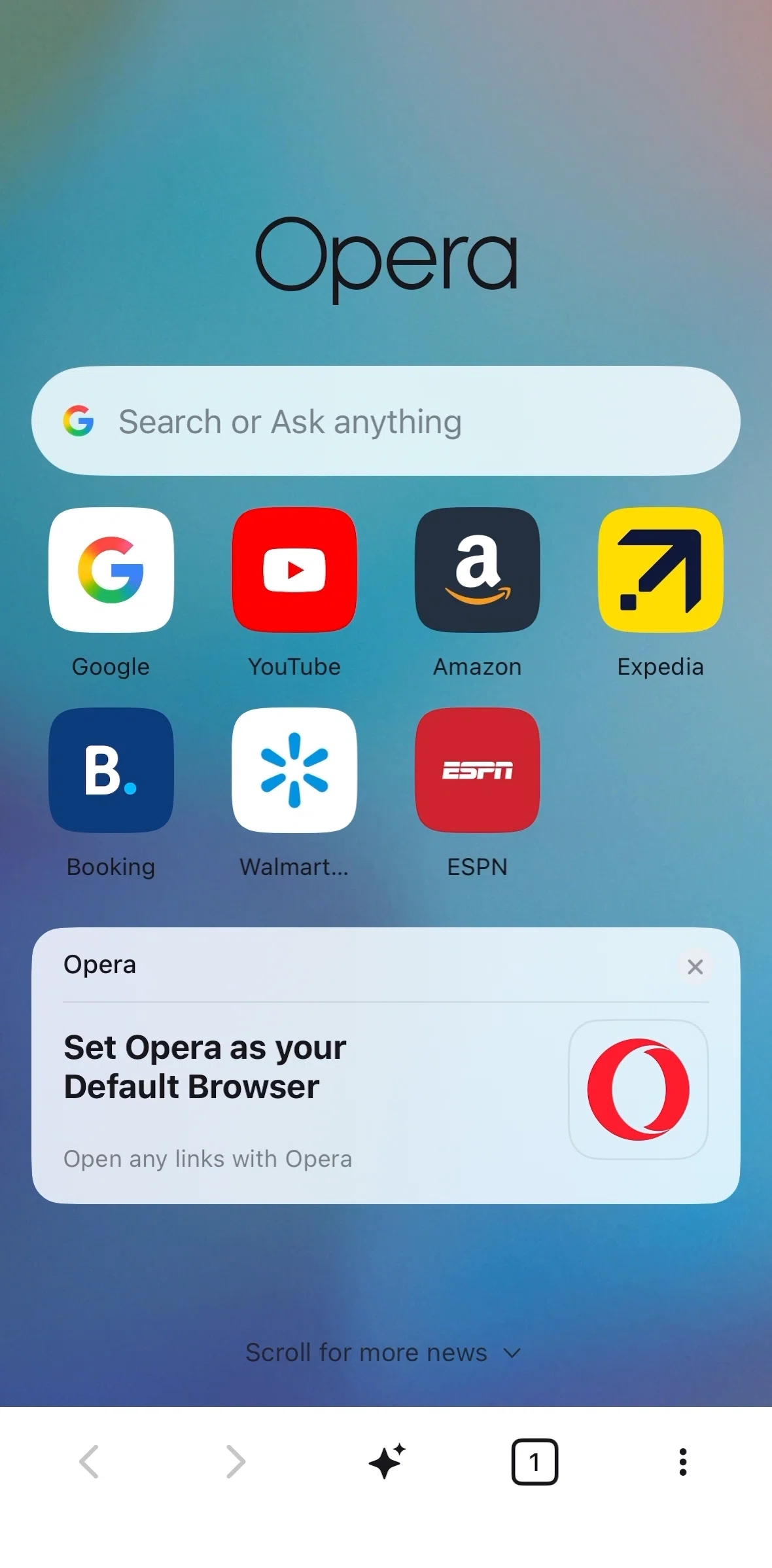 Opera Screen screen in the Turning on VPN flow