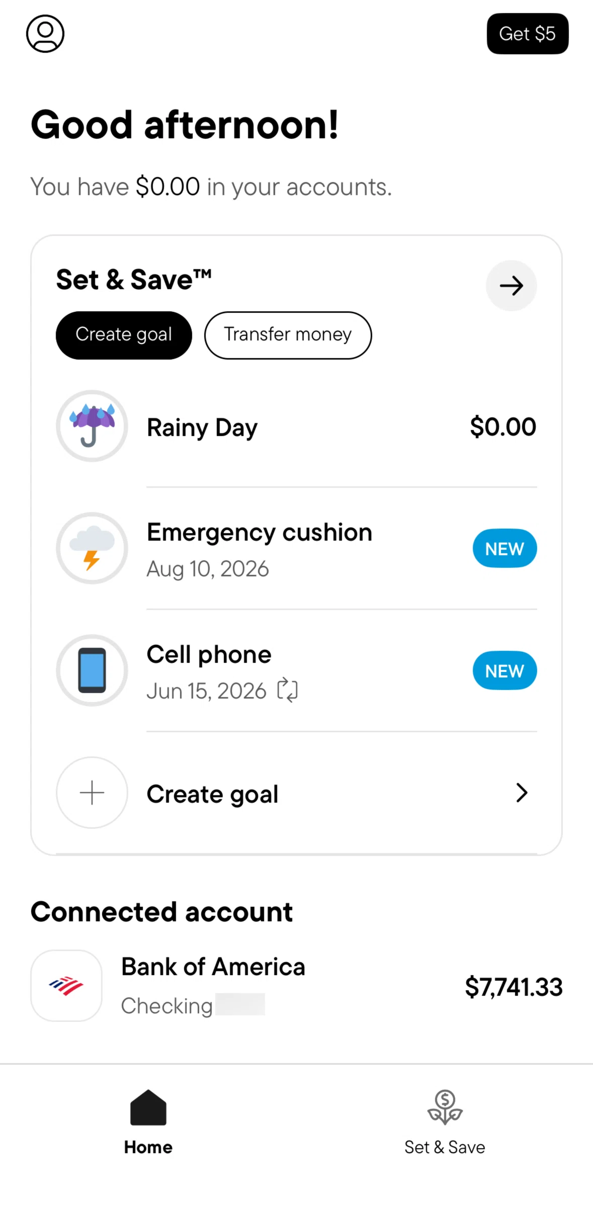 Oportun Screen screen in the Connected account detail flow