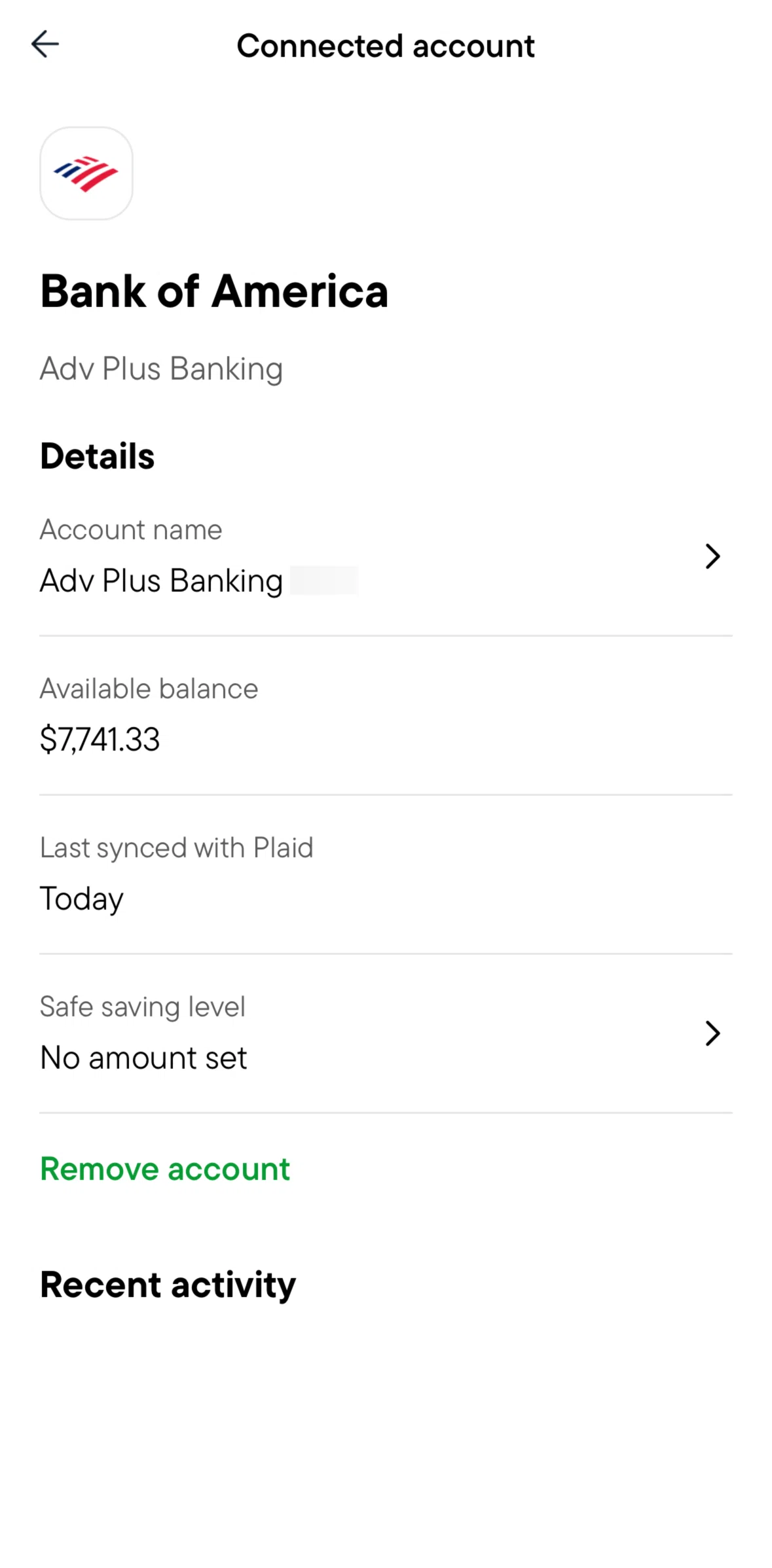 Oportun Screen screen in the Editing an account name flow