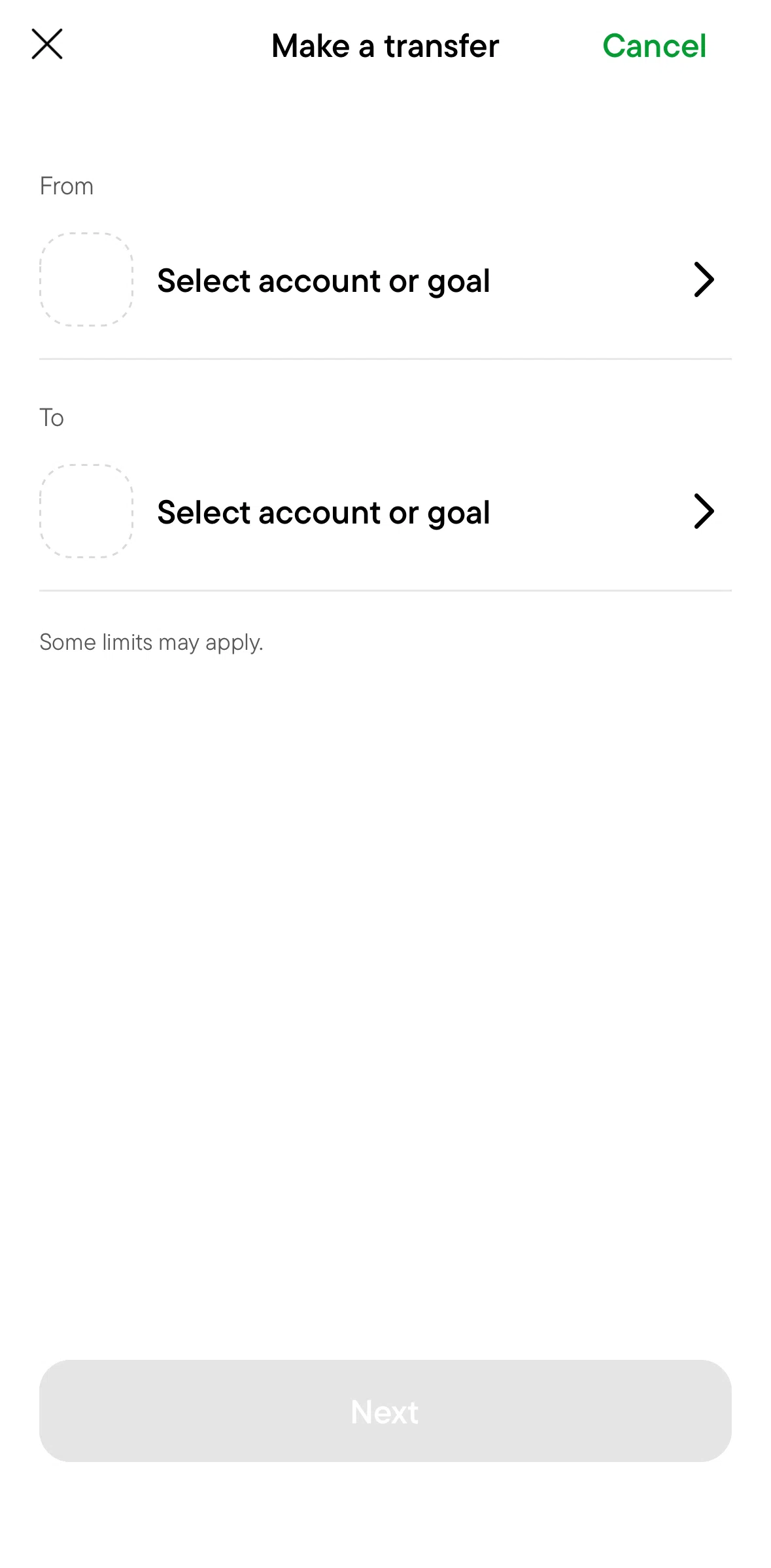 Oportun Screen screen in the Selecting an account flow