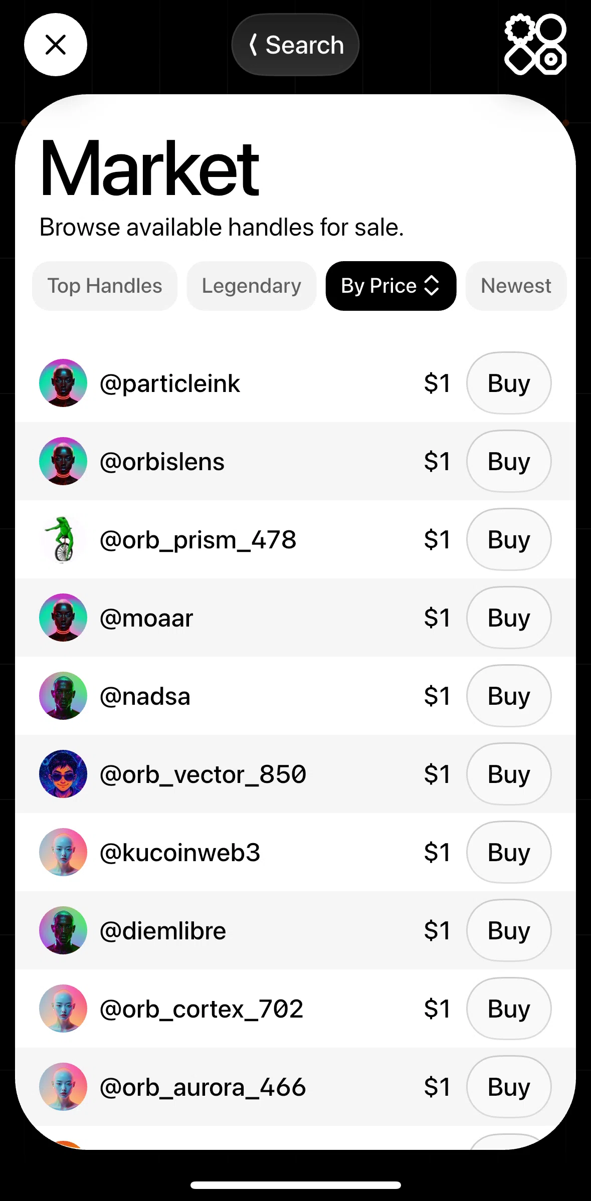 Orb Social Screen screen in the Make an offer flow