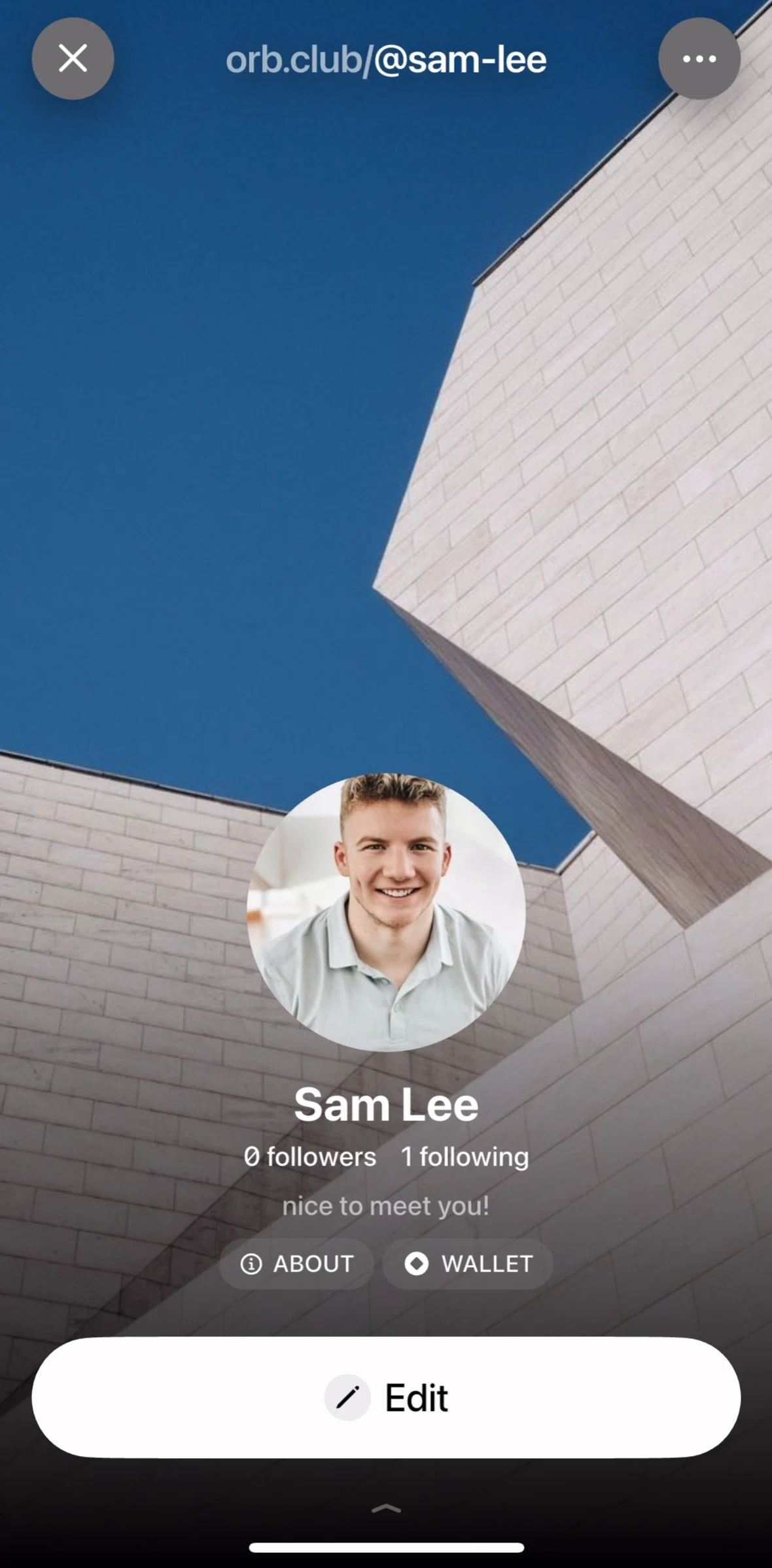 Orb Social Screen screen in the Settings flow