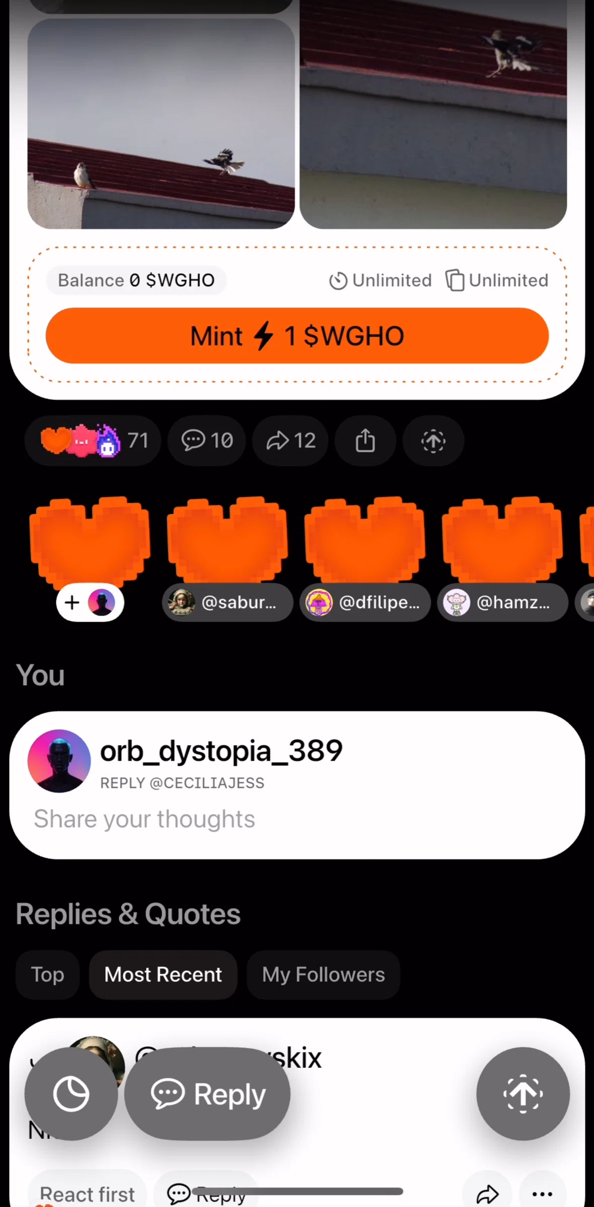Orb Social Screen screen in the Share options flow