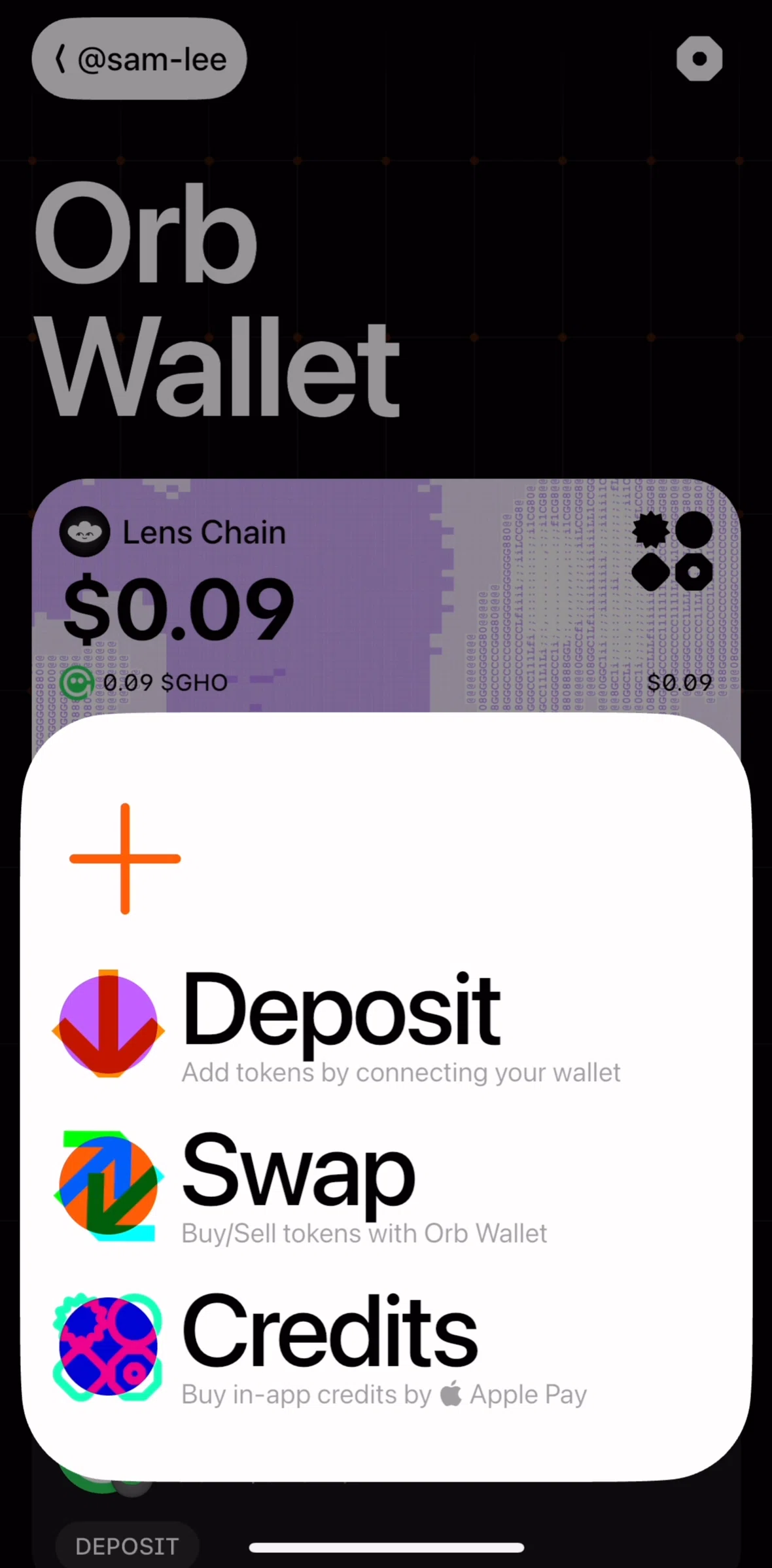 Orb Social Screen screen in the Swap a token flow
