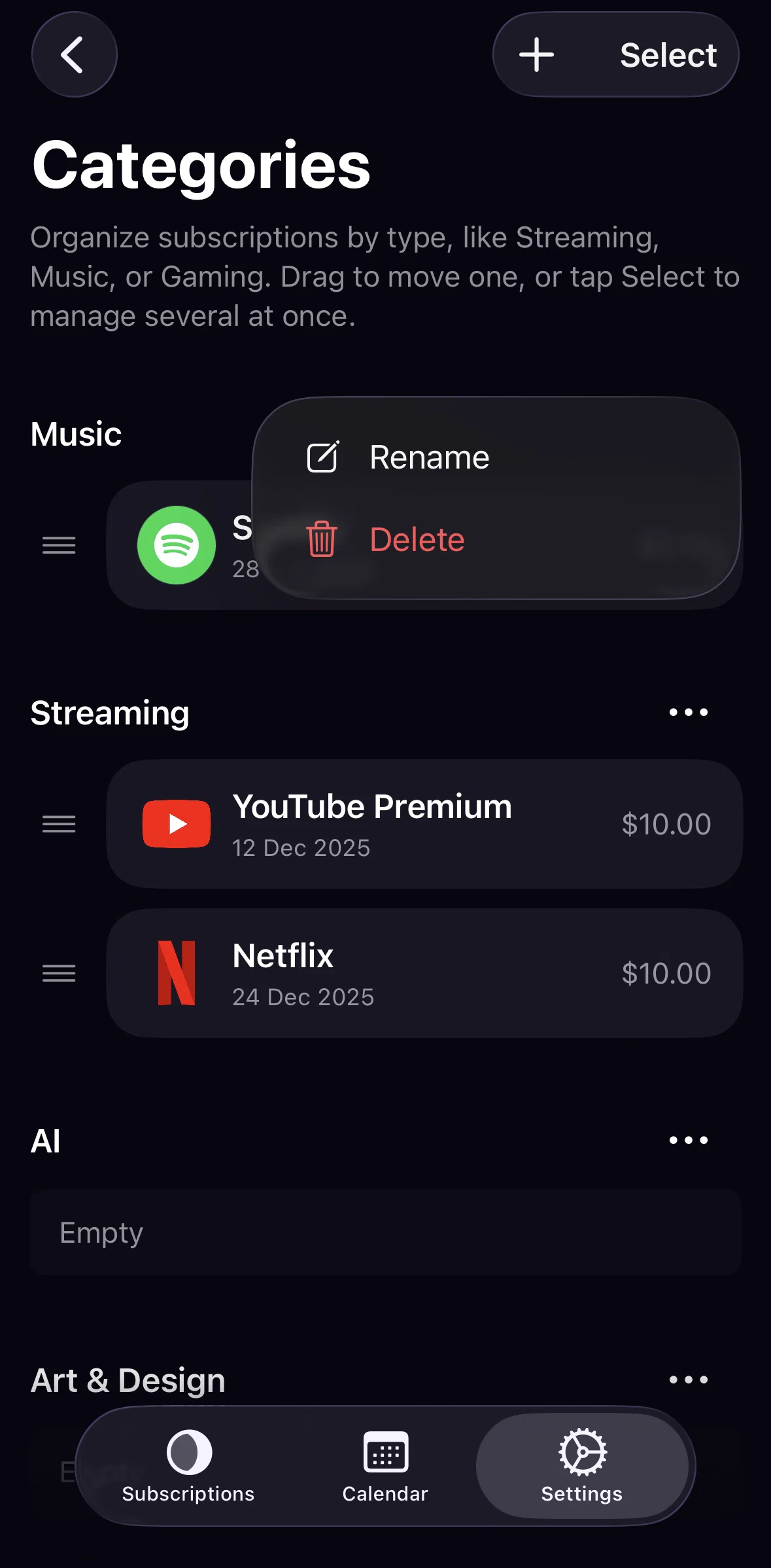 Orbit Screen screen in the Deleting a category flow