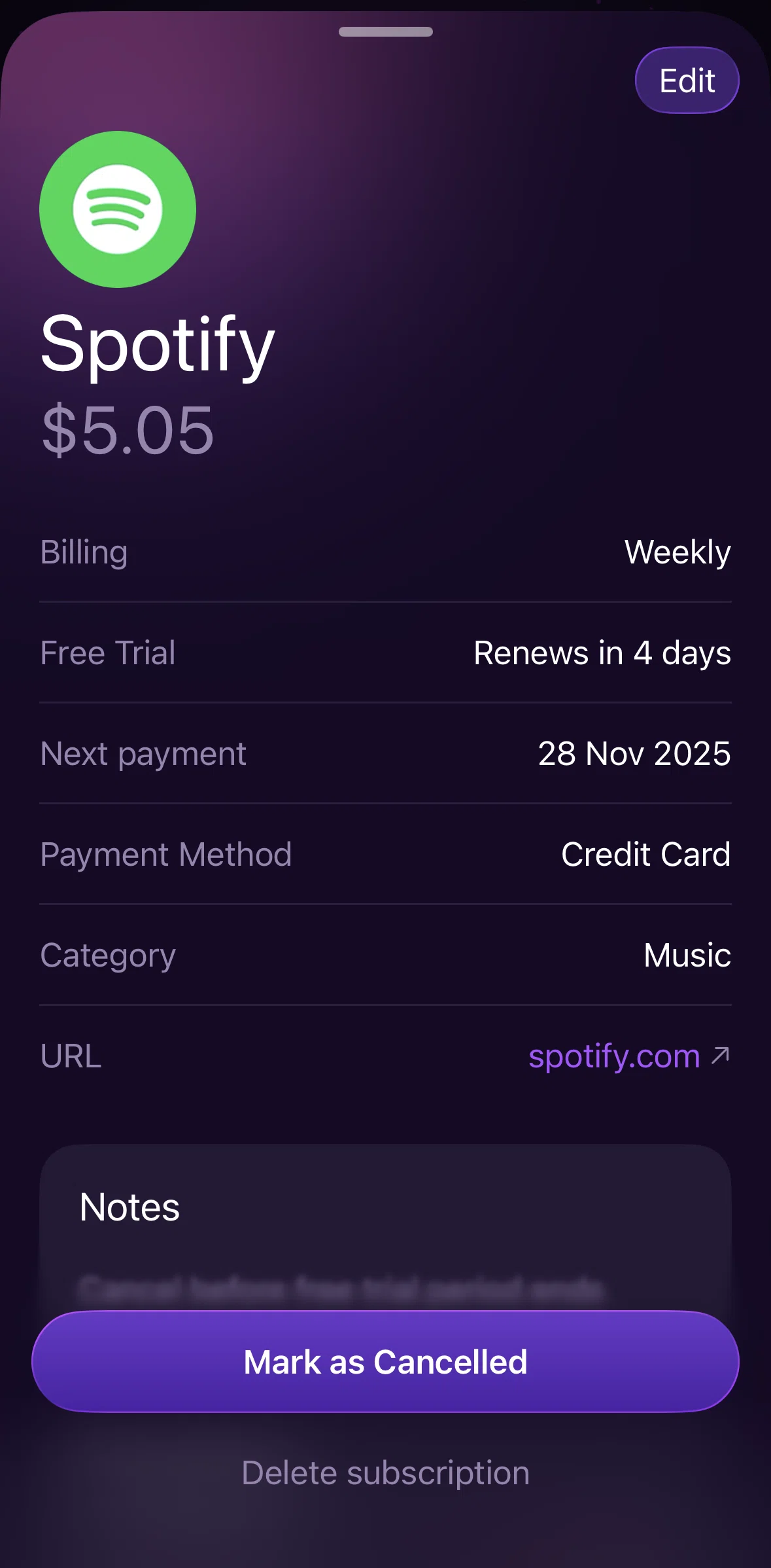 Orbit Screen screen in the Deleting a subscription flow