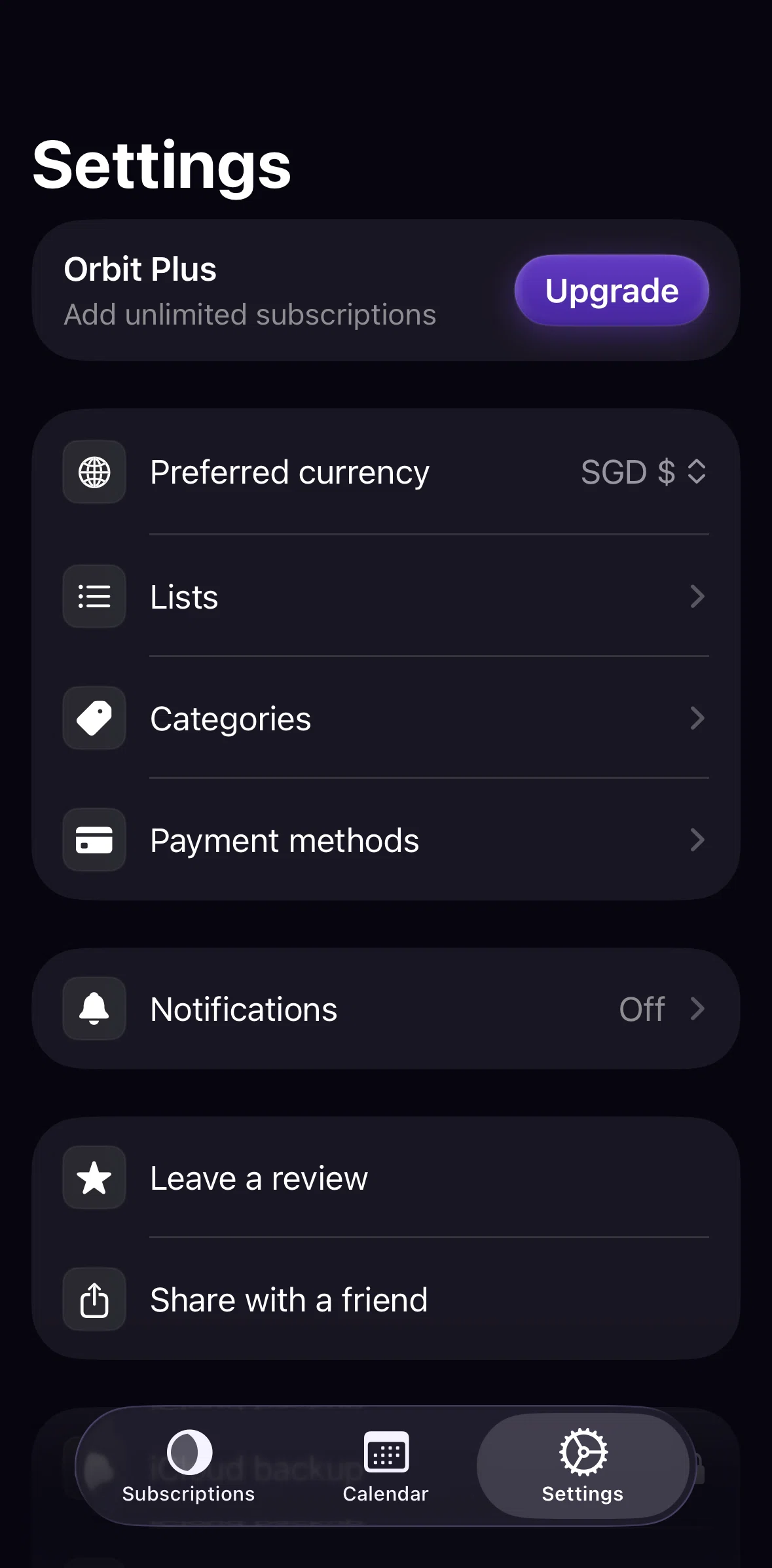 Orbit Screen screen in the Notifications flow