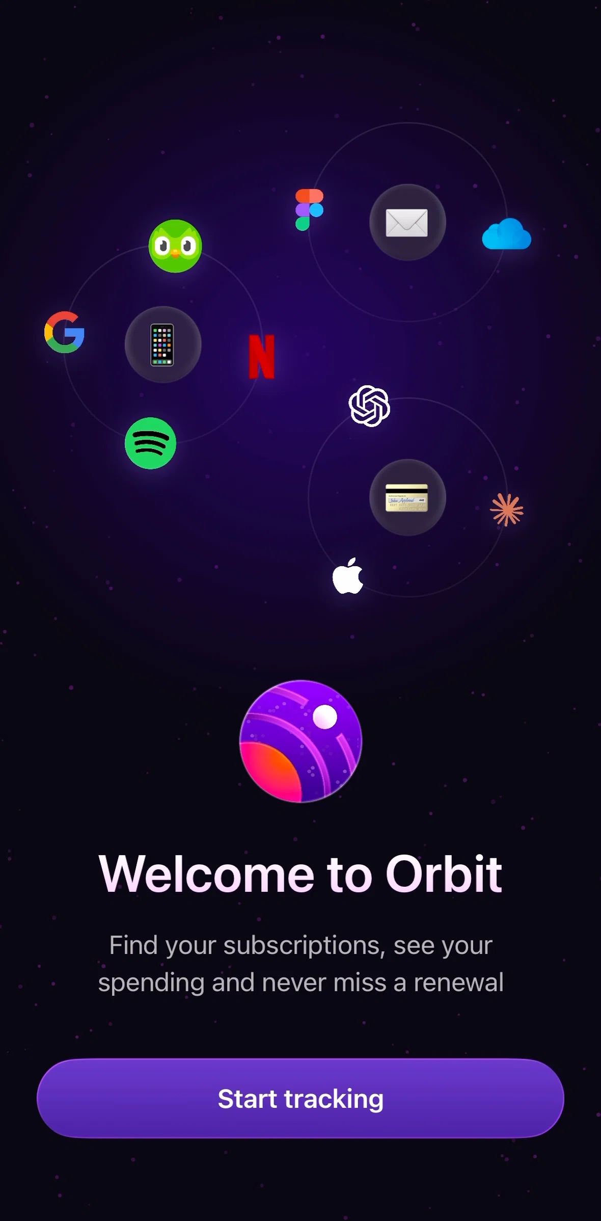 Orbit Screen screen in the Onboarding flow