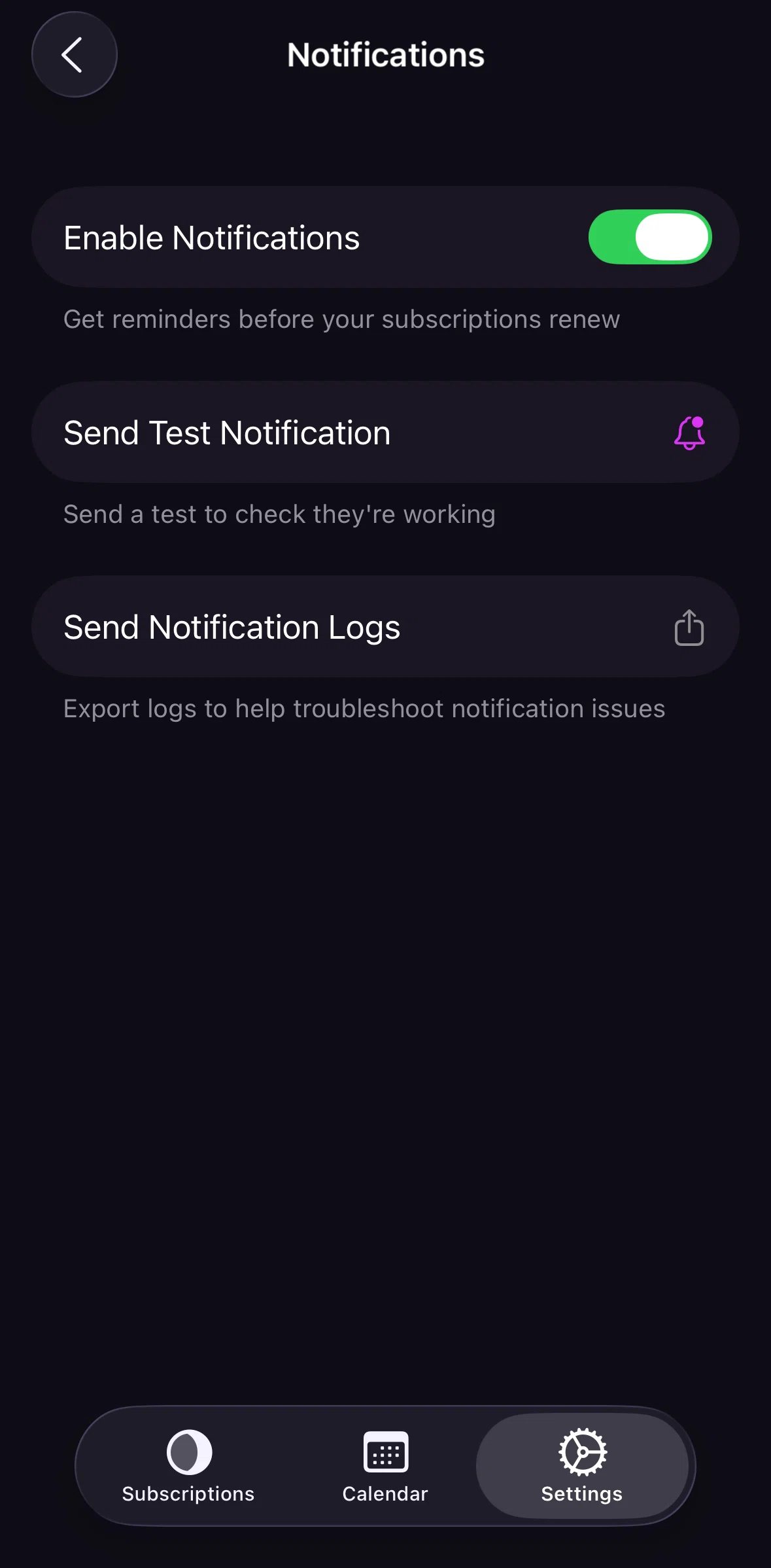 Orbit Screen screen in the Sending a test notification flow