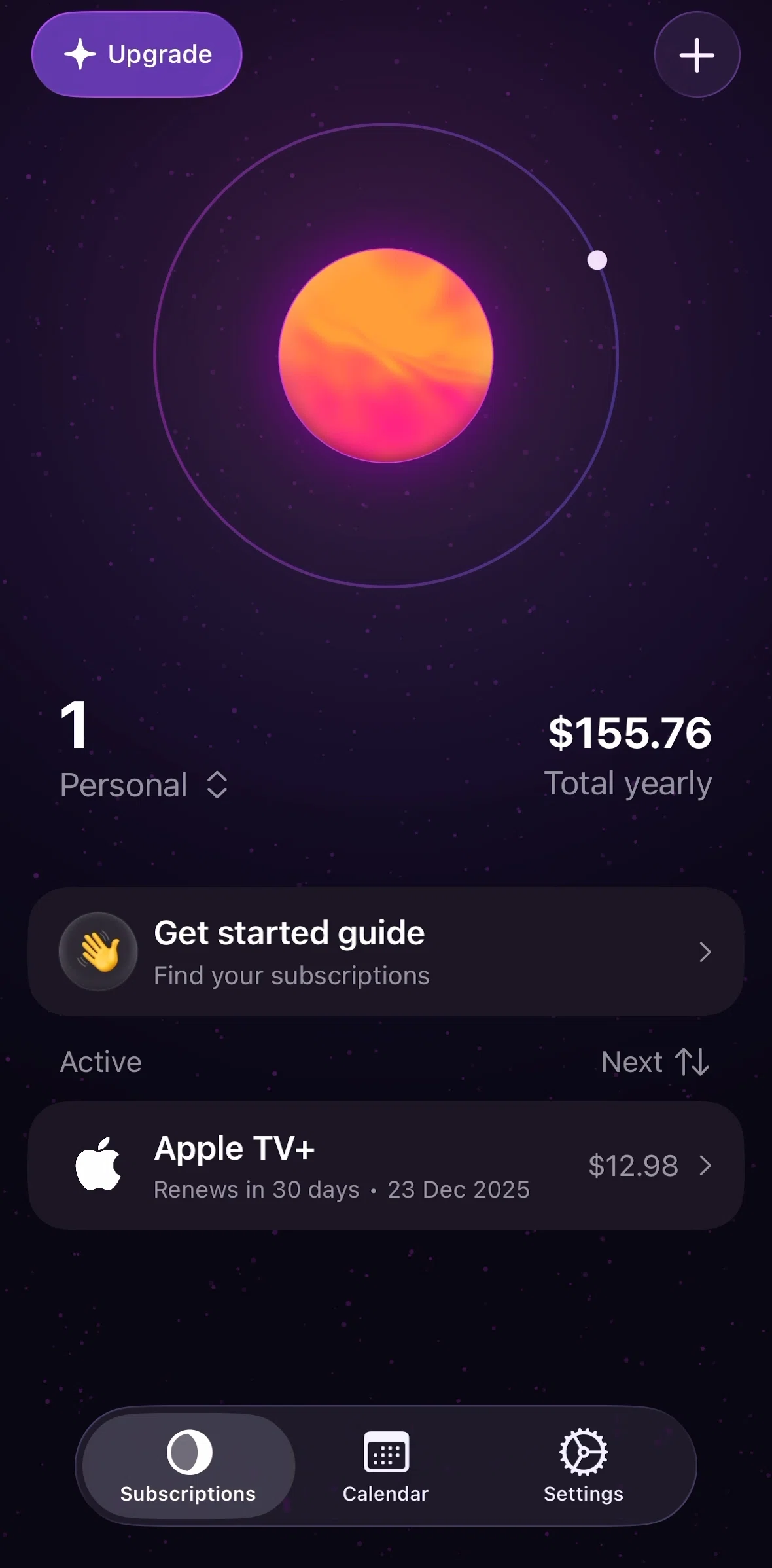 Orbit Screen screen in the Settings flow