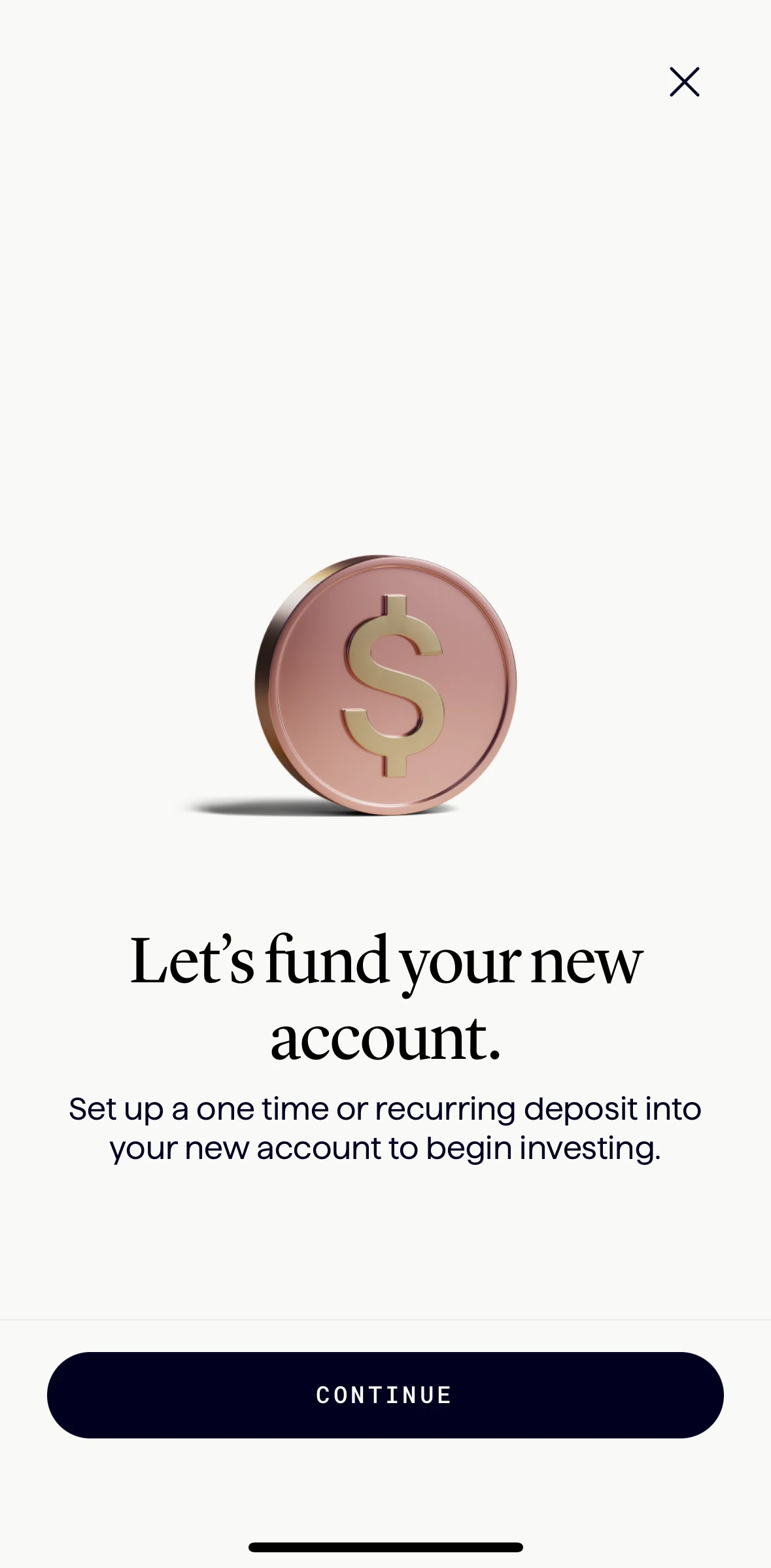 Origin Screen screen in the Adding a fund to the account flow