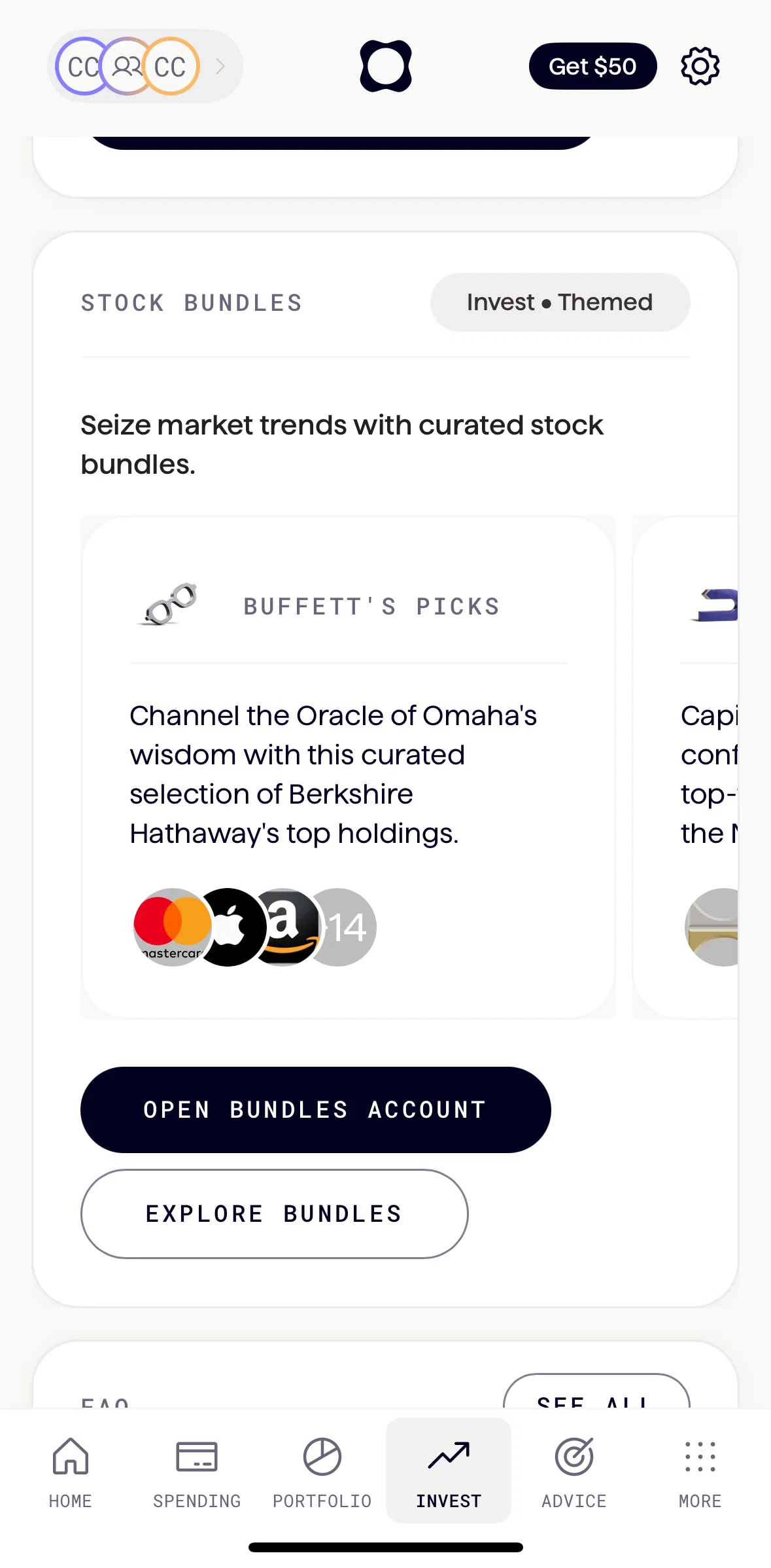 Origin Screen screen in the Bundles flow