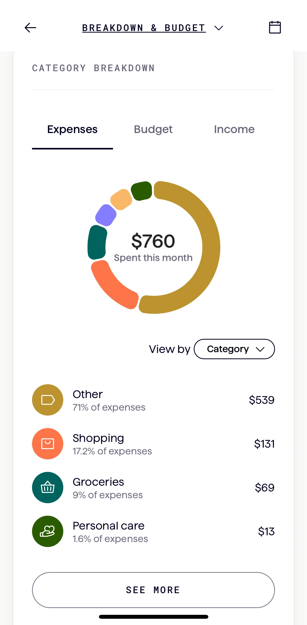 Origin Screen screen in the Category detail flow