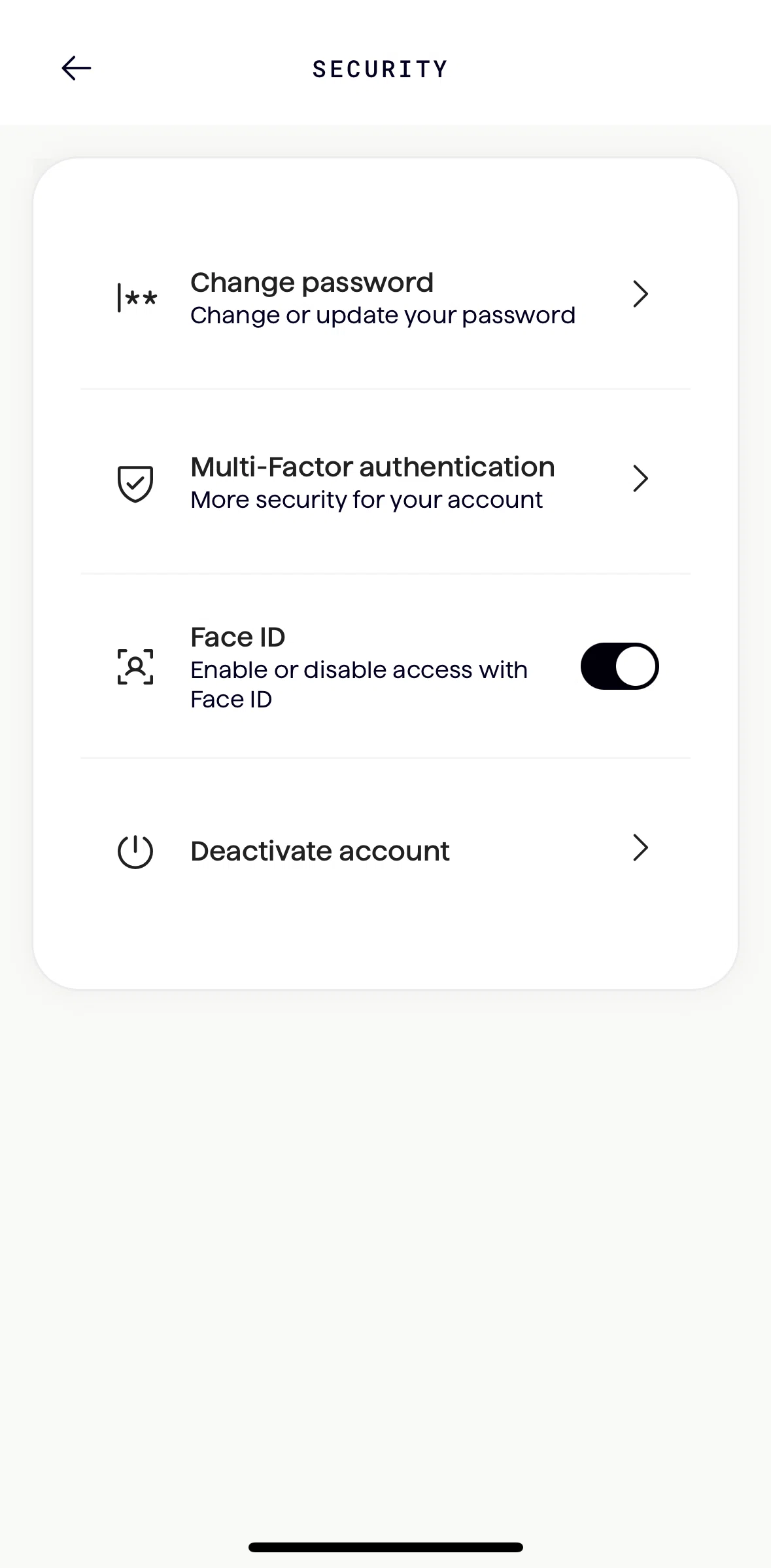 Origin Screen screen in the Change password flow