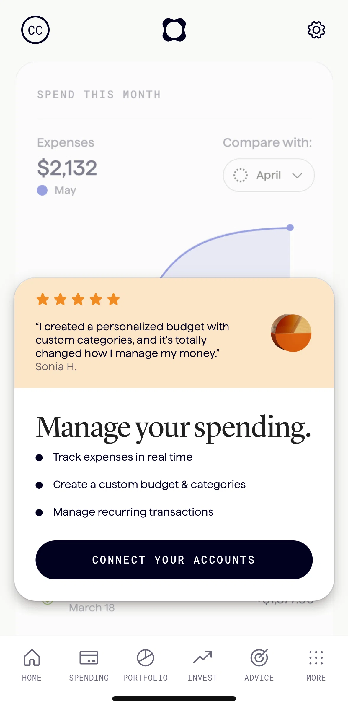 Origin Screen screen in the Connecting you accounts flow
