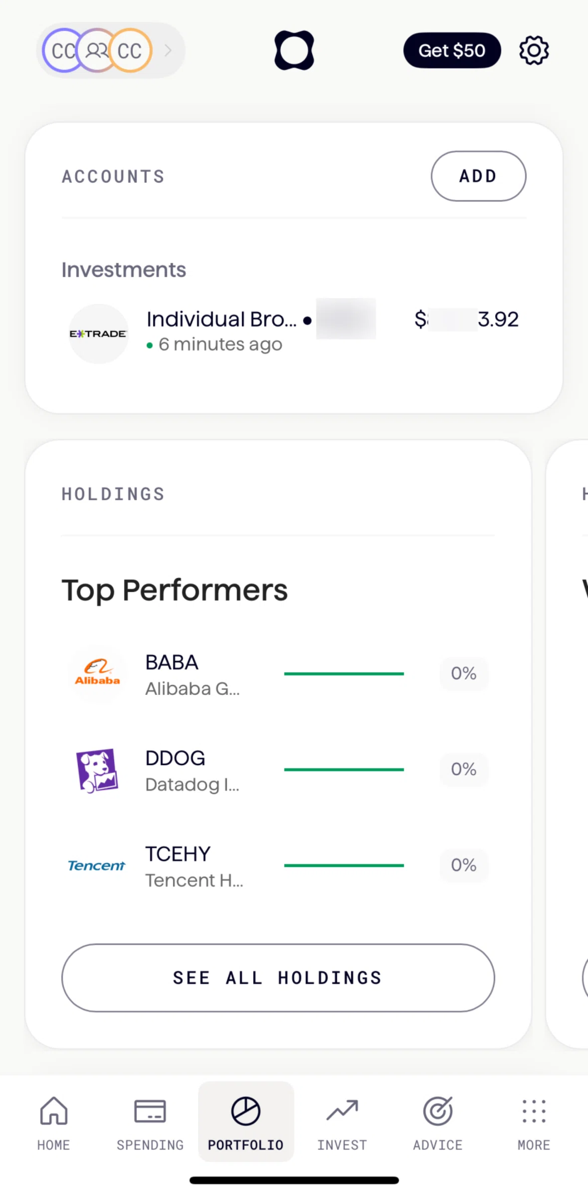 Origin Screen screen in the Investment account detail flow