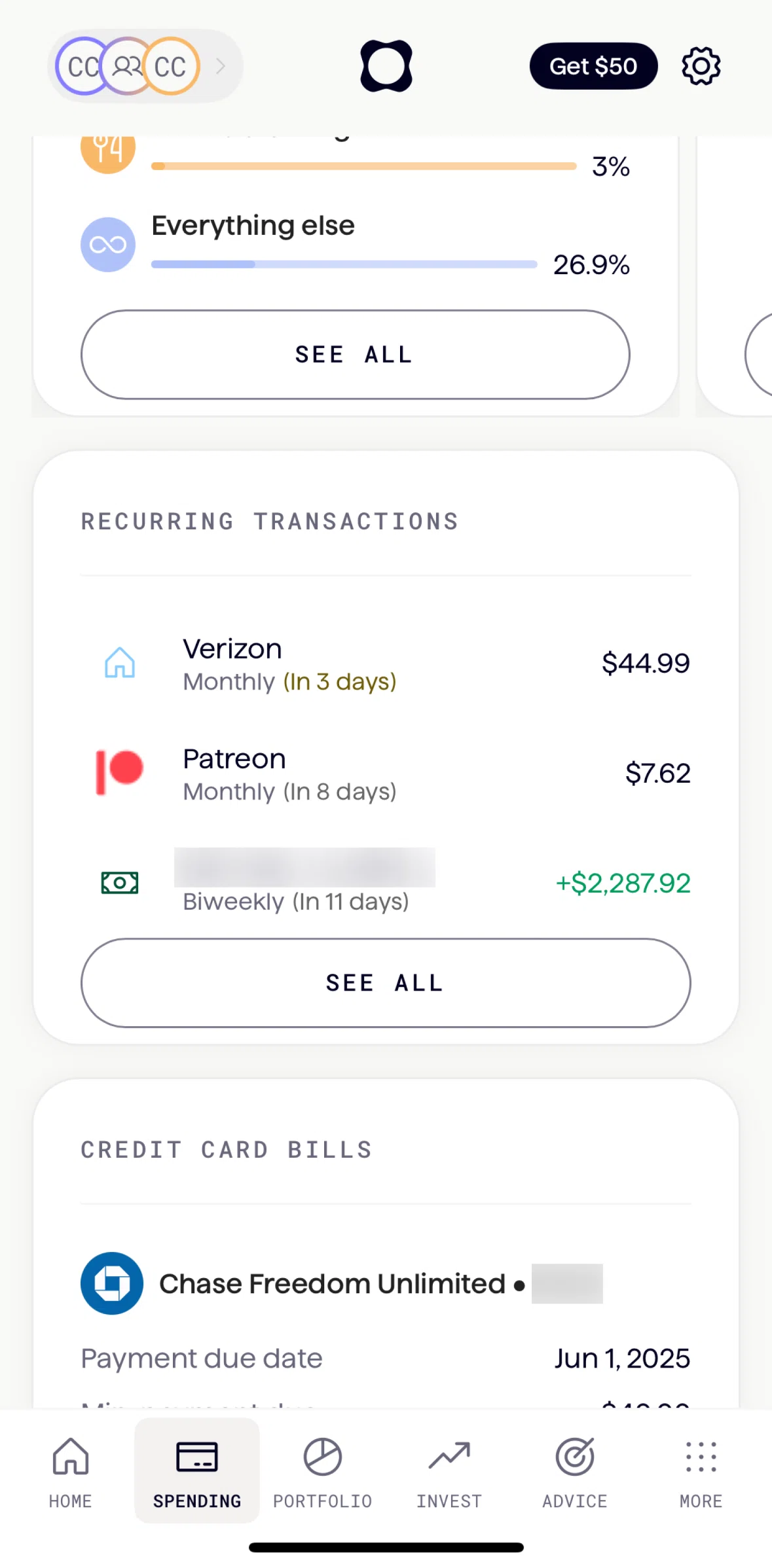 Origin Screen screen in the Recurring transactions flow