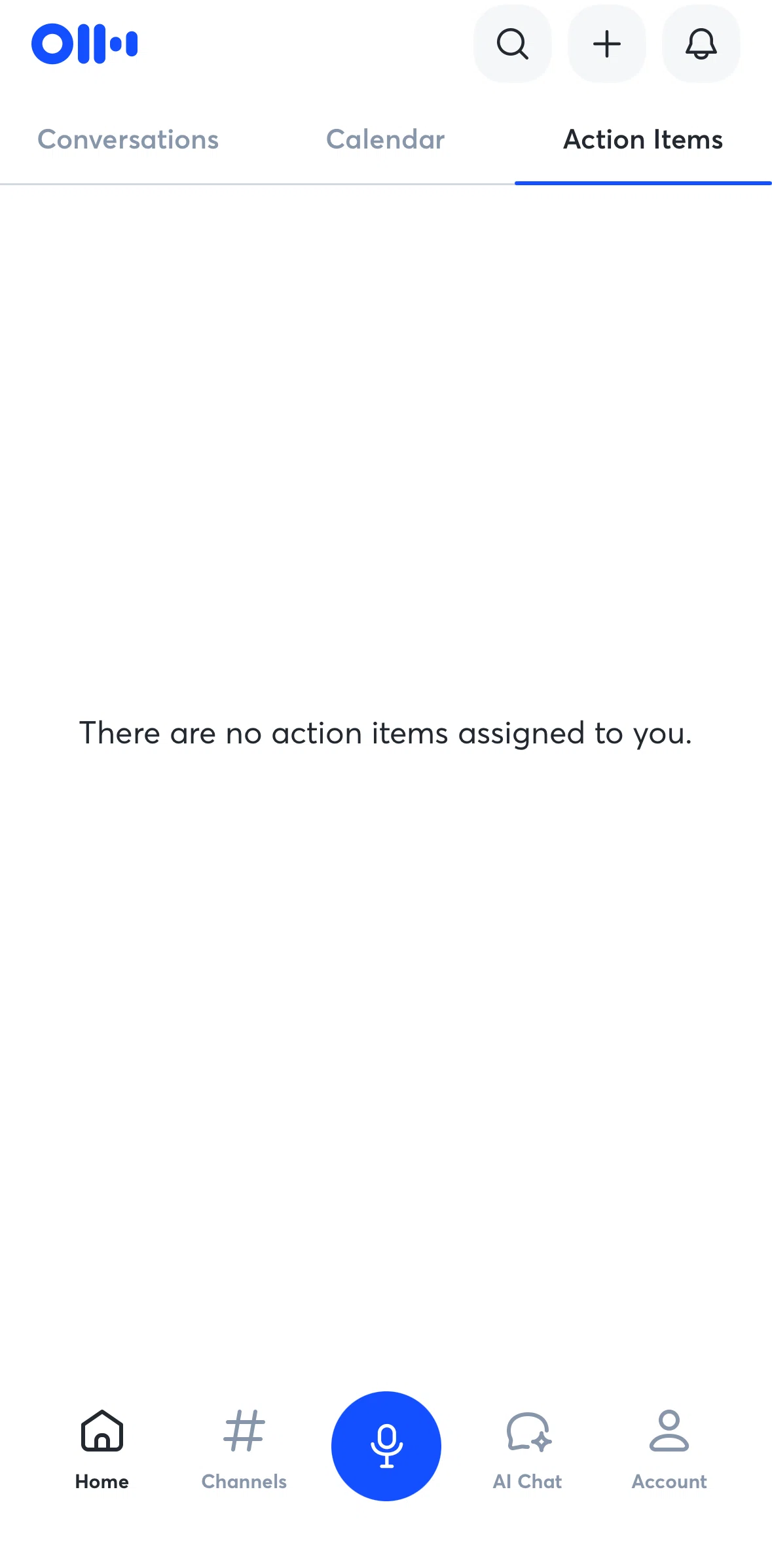 Otter AI Screen screen in the Action items flow