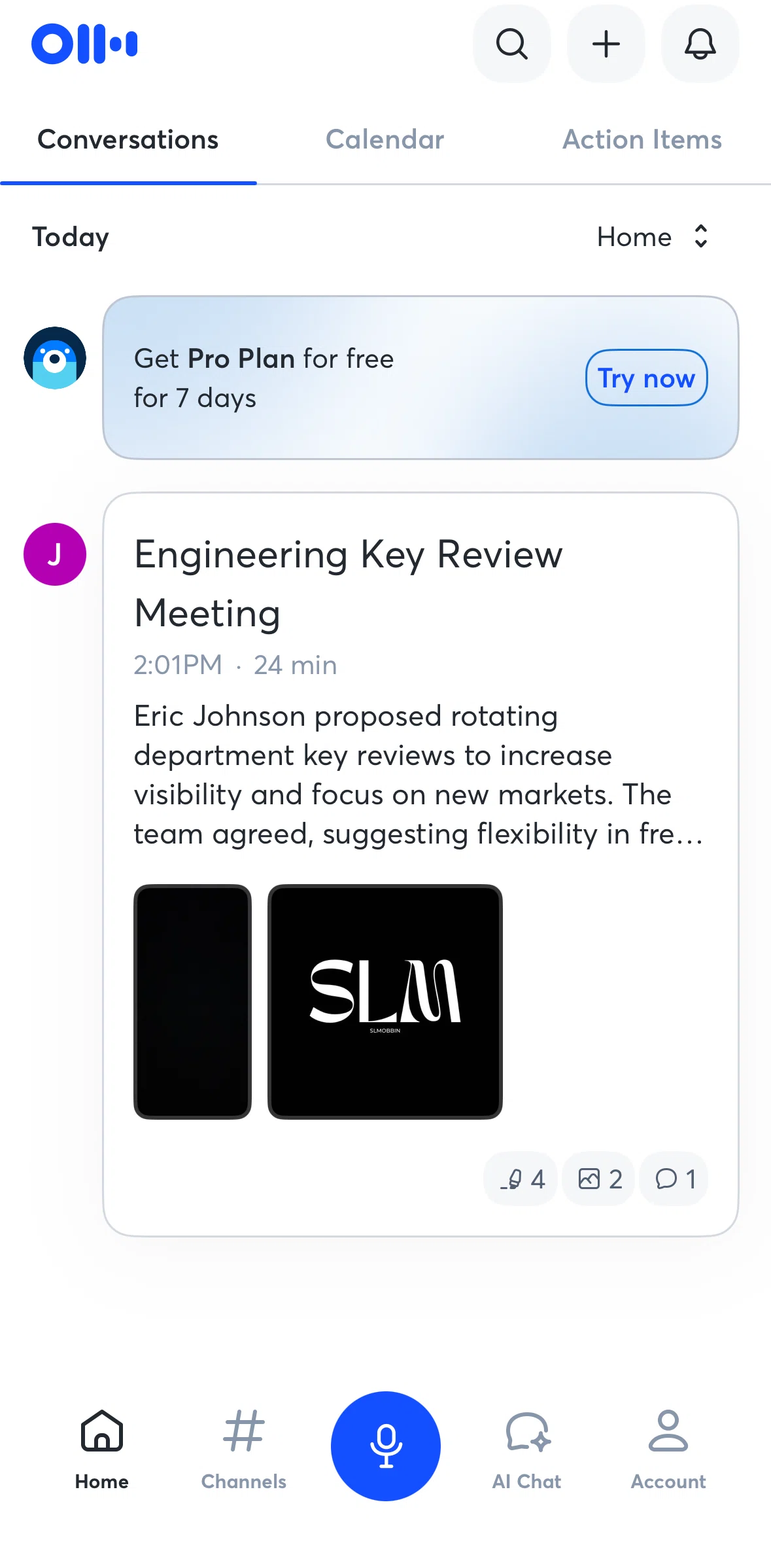 Otter AI Screen screen in the Conversation detail flow