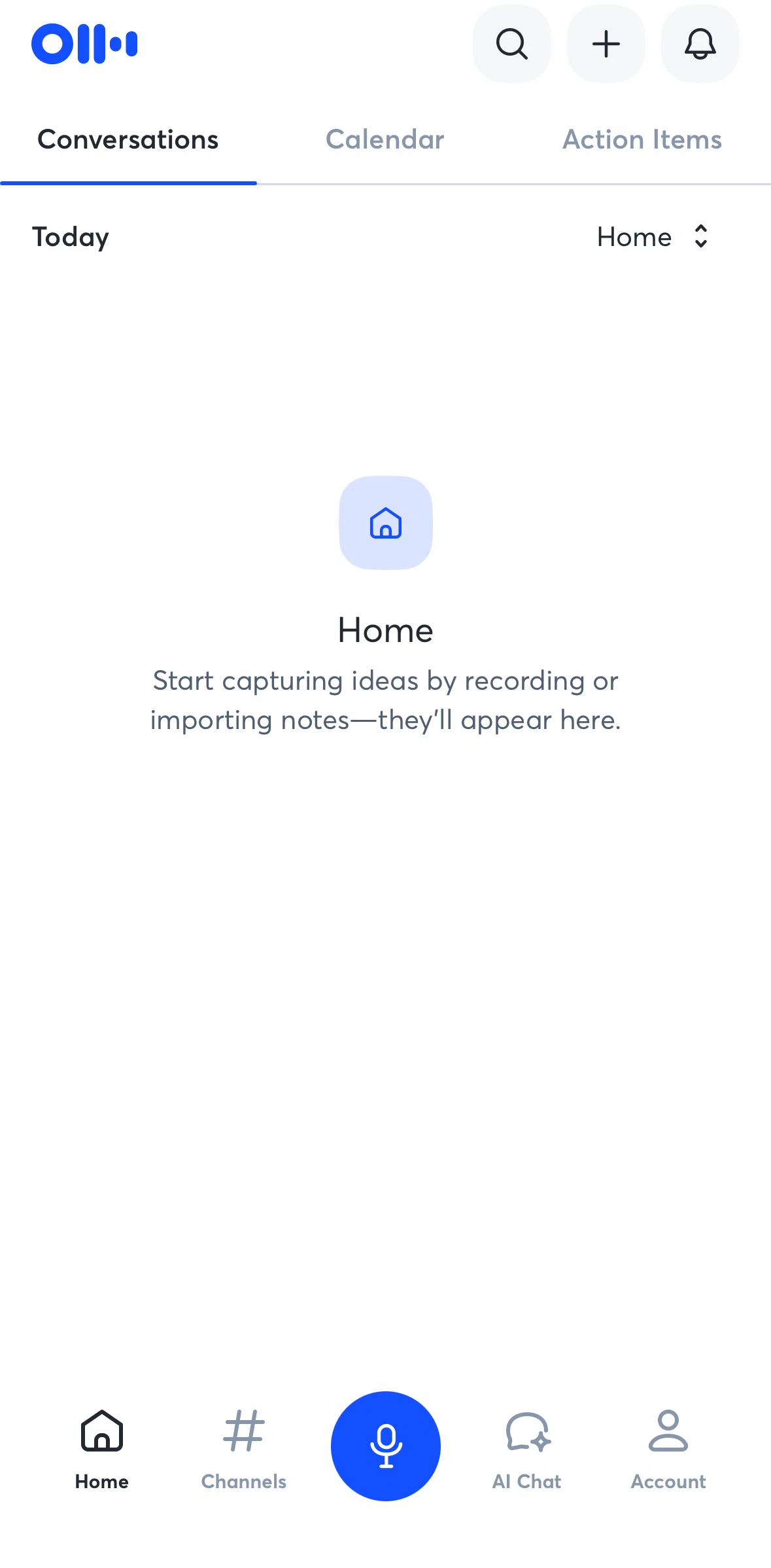 Otter AI Screen screen in the Conversations flow