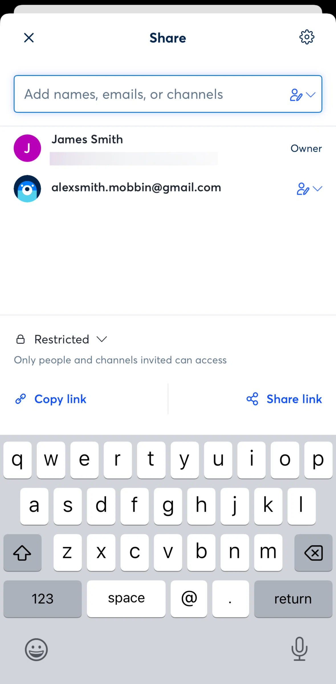 Otter AI Screen screen in the Copying a link flow