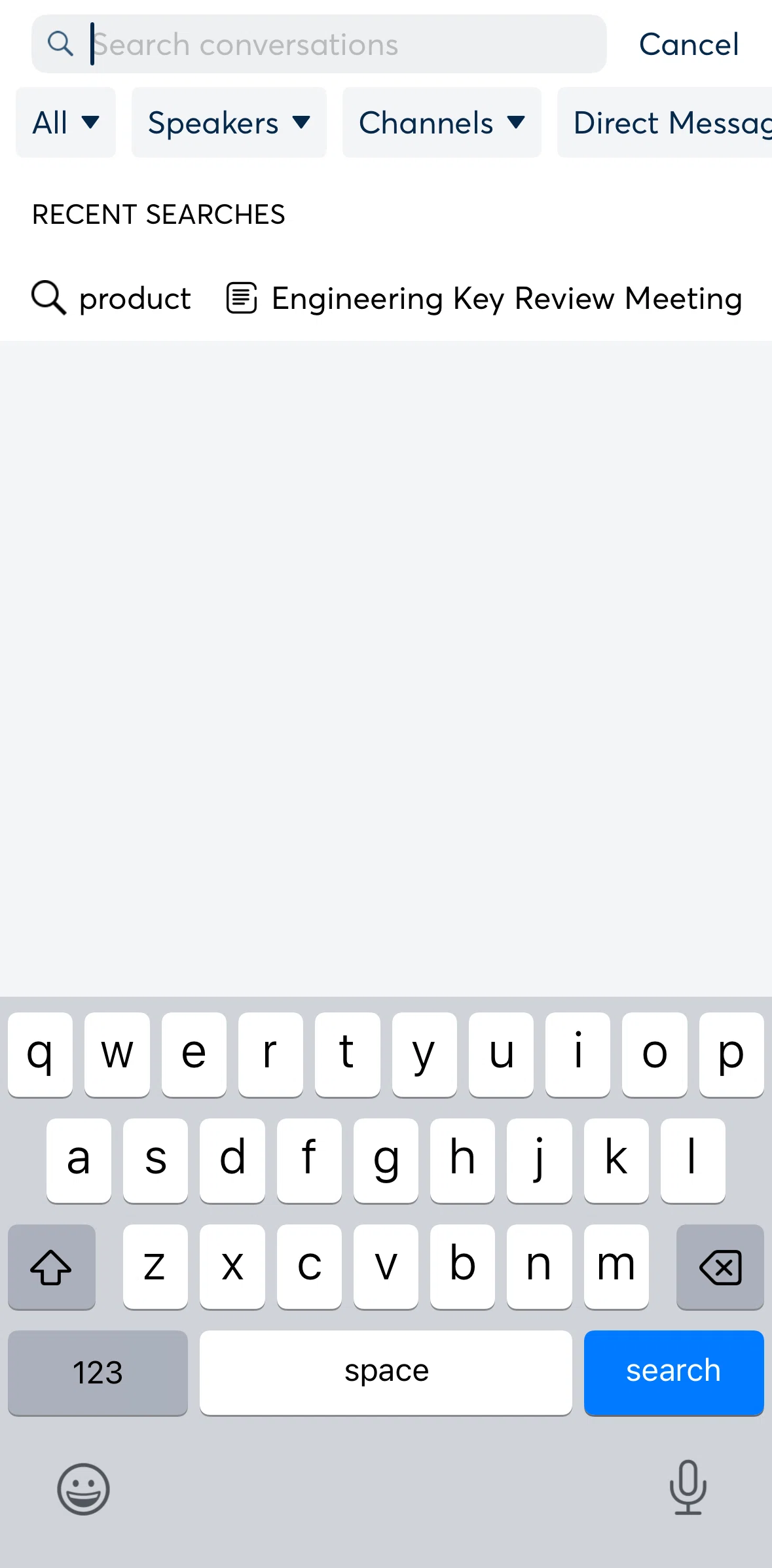 Otter AI Screen screen in the Filtering search flow