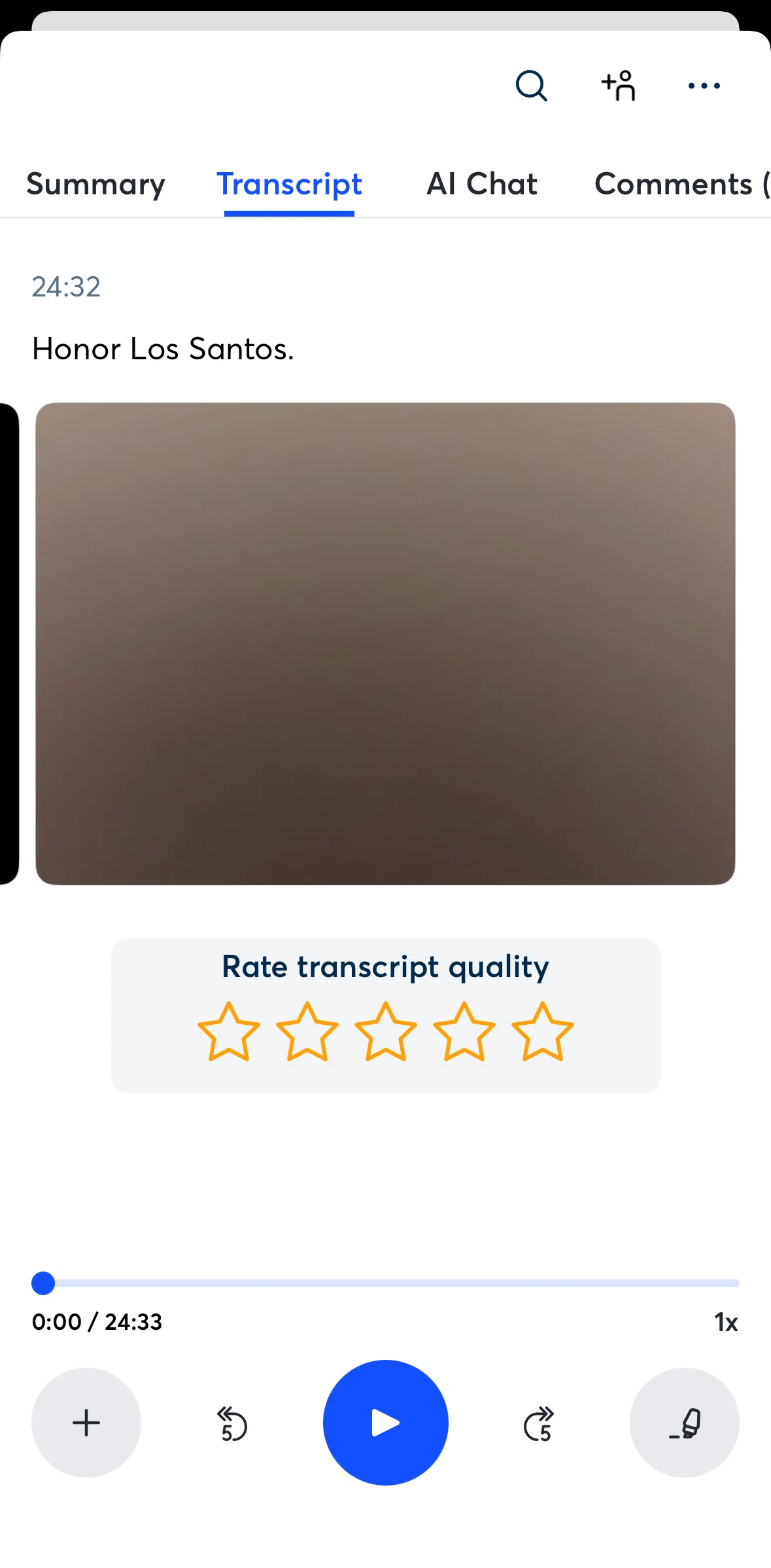 Otter AI Screen screen in the Giving feedback flow