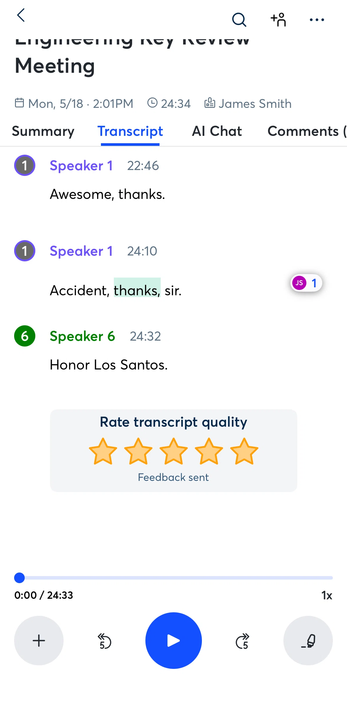 Otter AI Screen screen in the Moving a conversation to a folder flow