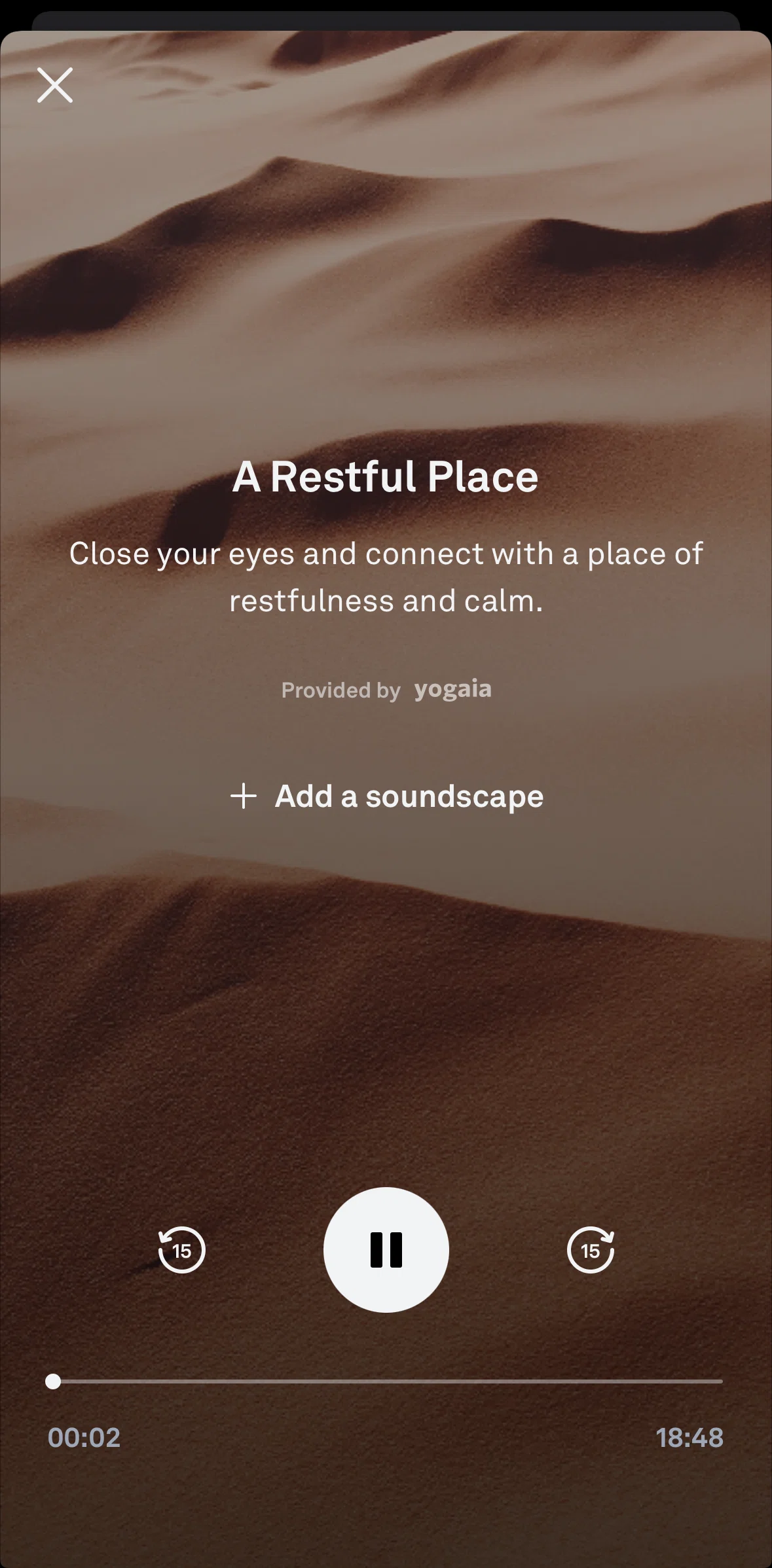 Oura Screen screen in the Adding a soundscape flow