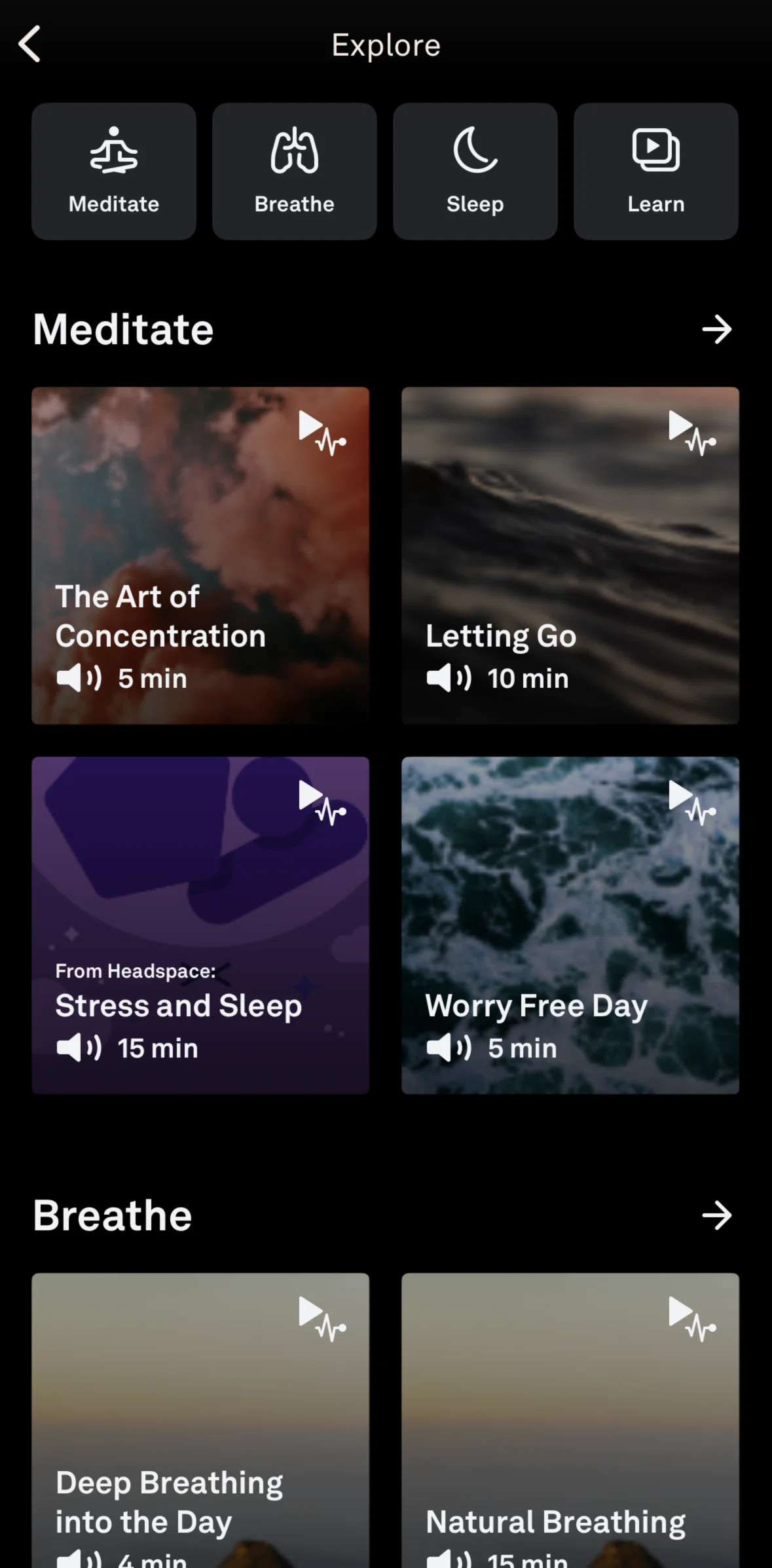 Oura Screen screen in the Completing a lesson flow