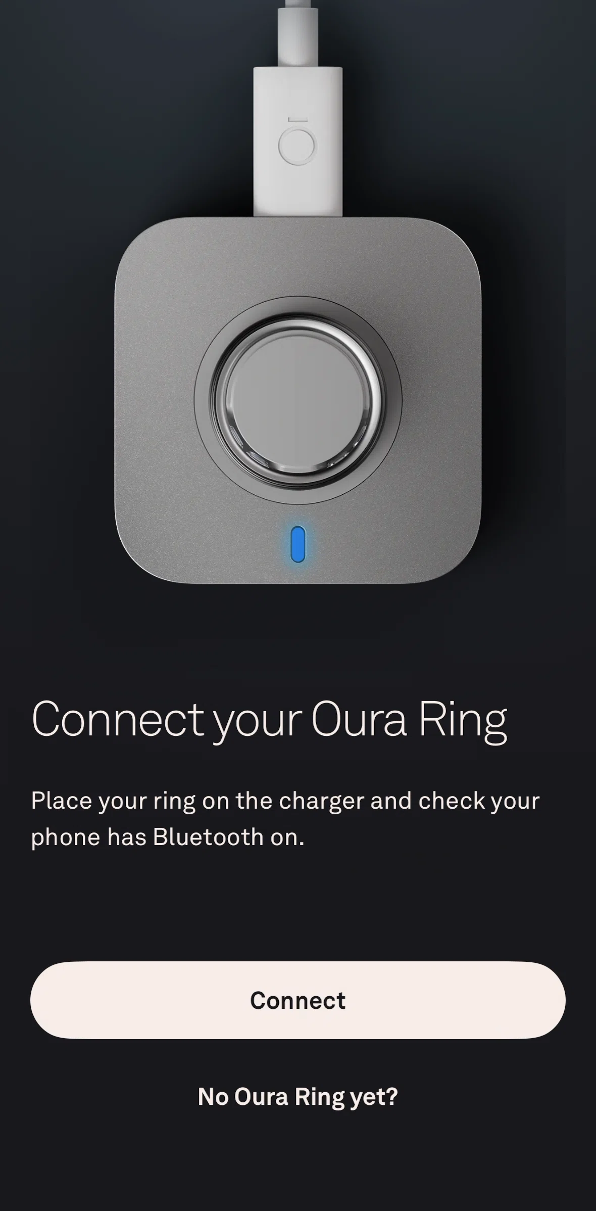 Oura Screen screen in the Connecting to Oura Ring flow