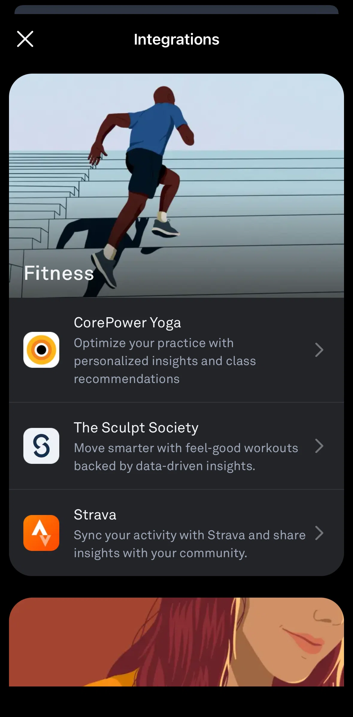 Oura Screen screen in the Connecting to Strava flow
