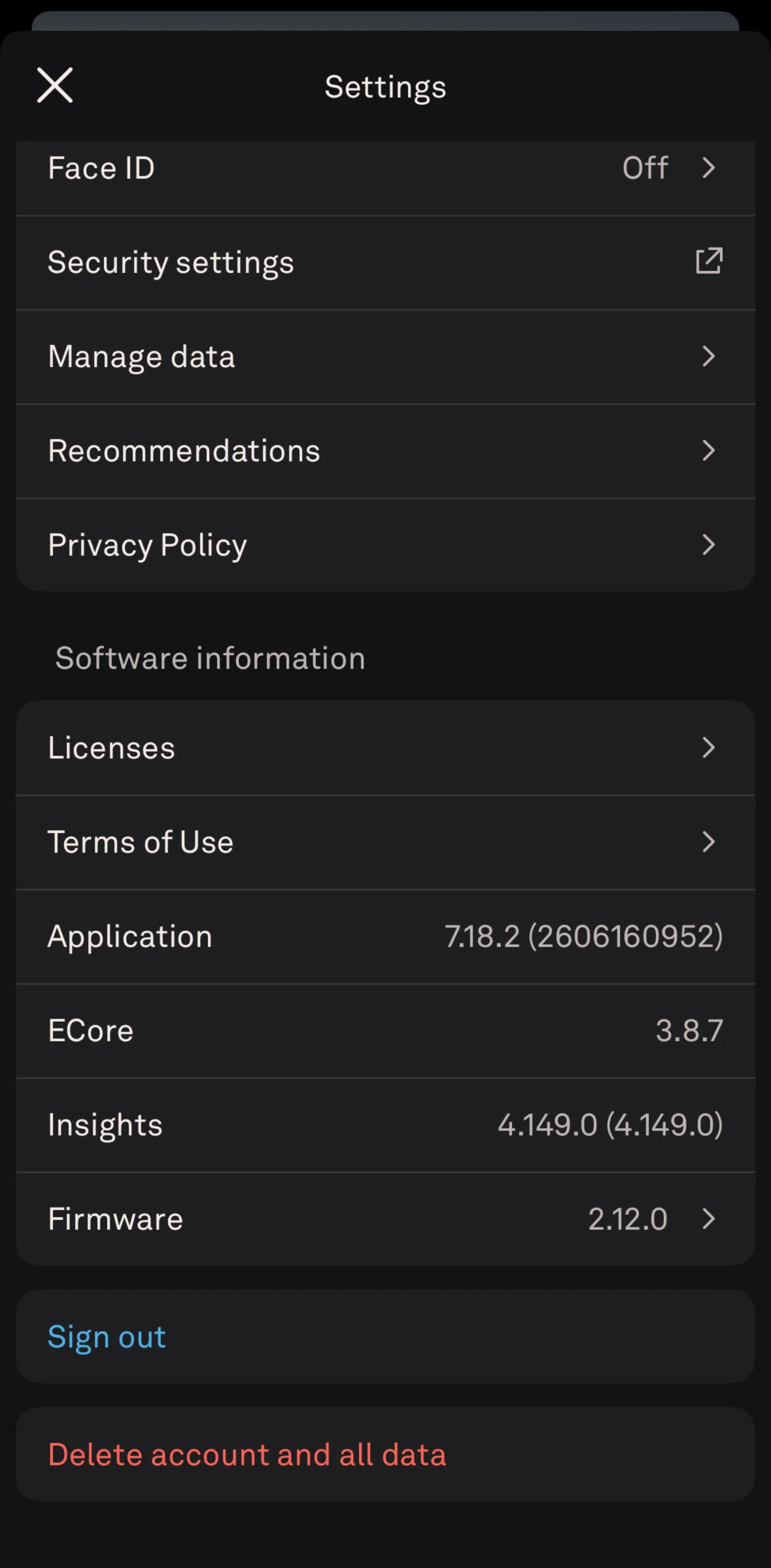 Oura Screen screen in the Deleting account flow
