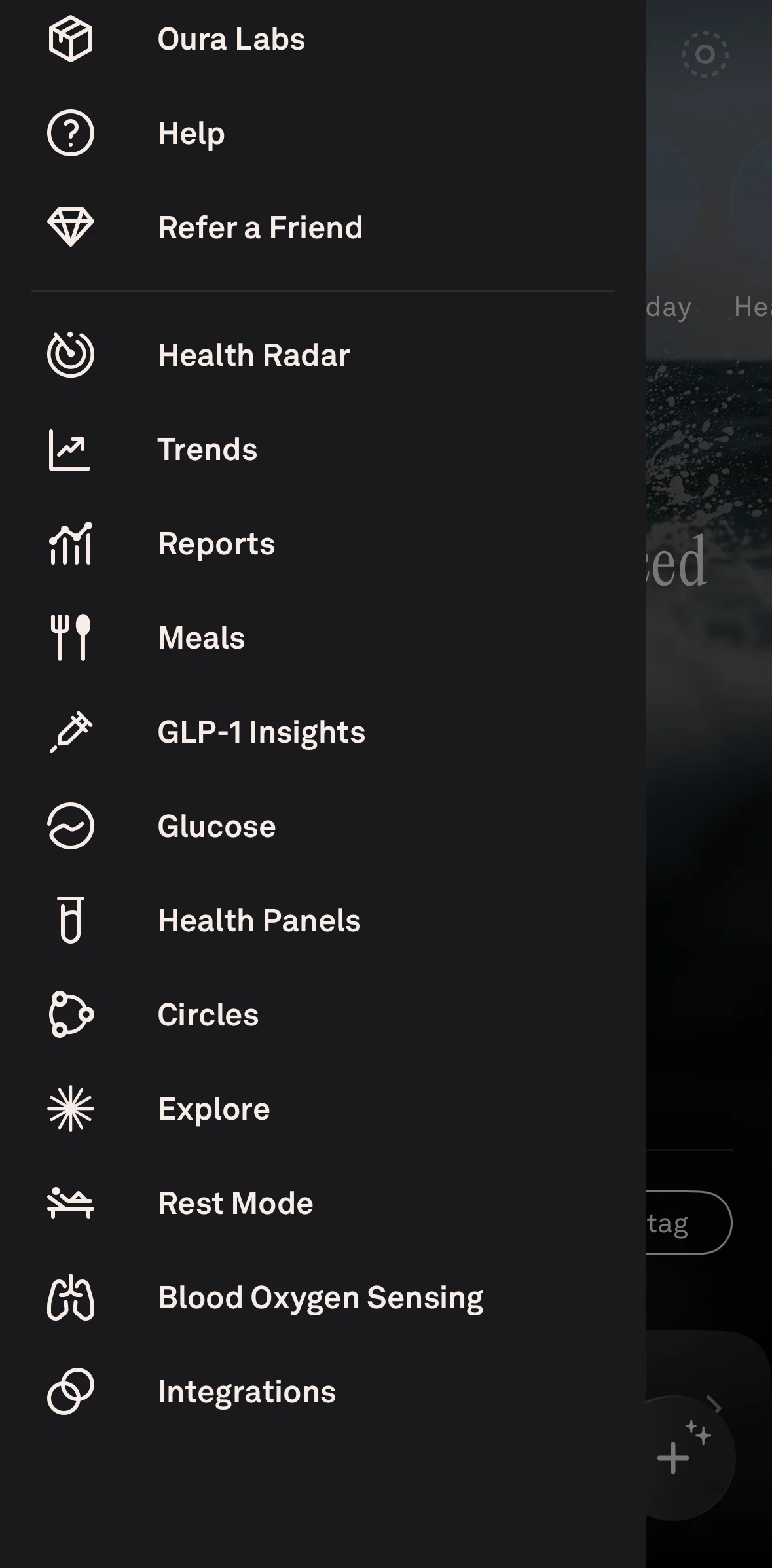 Oura Screen screen in the Integrations flow