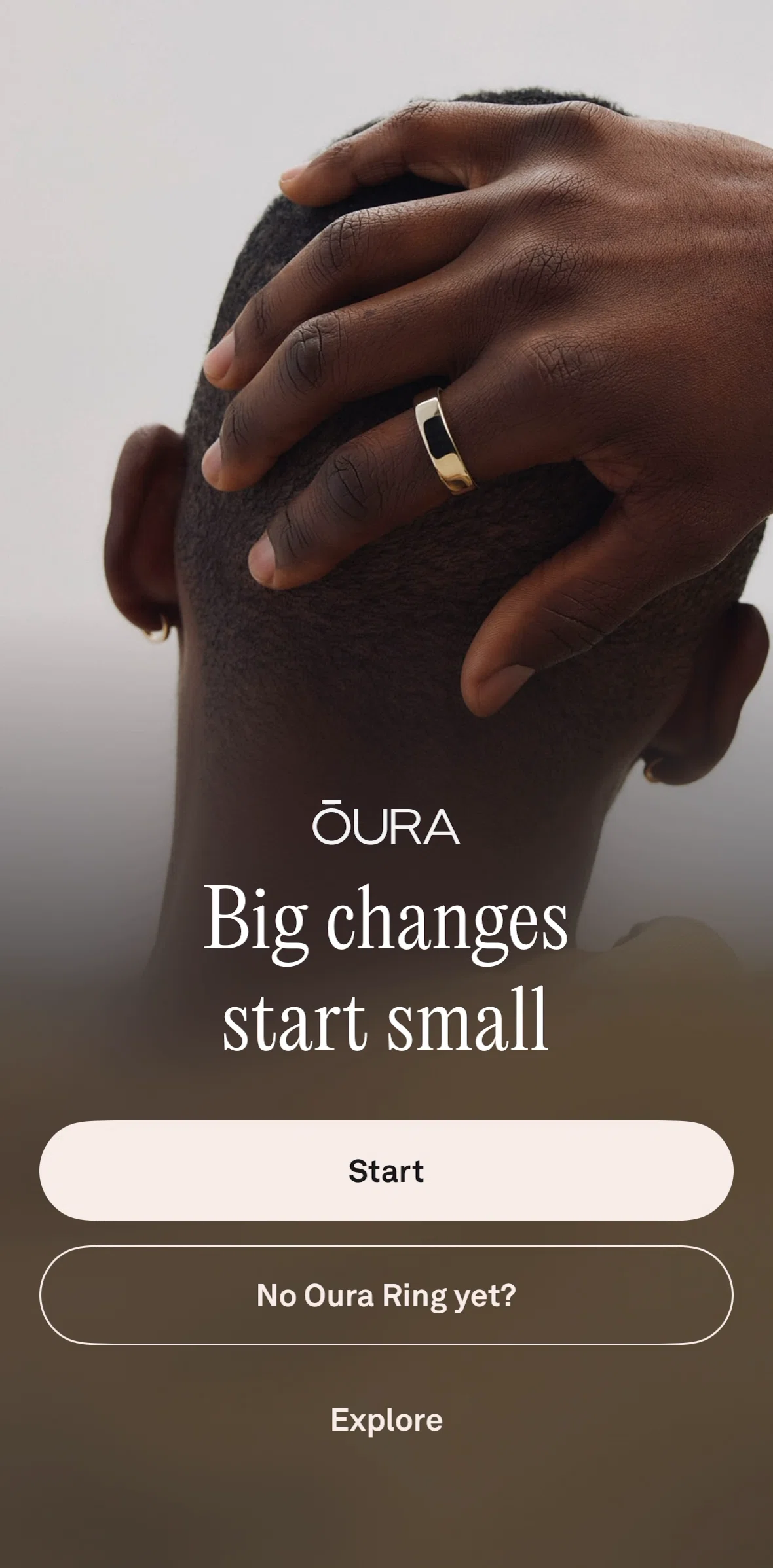Oura Screen screen in the Logging in flow