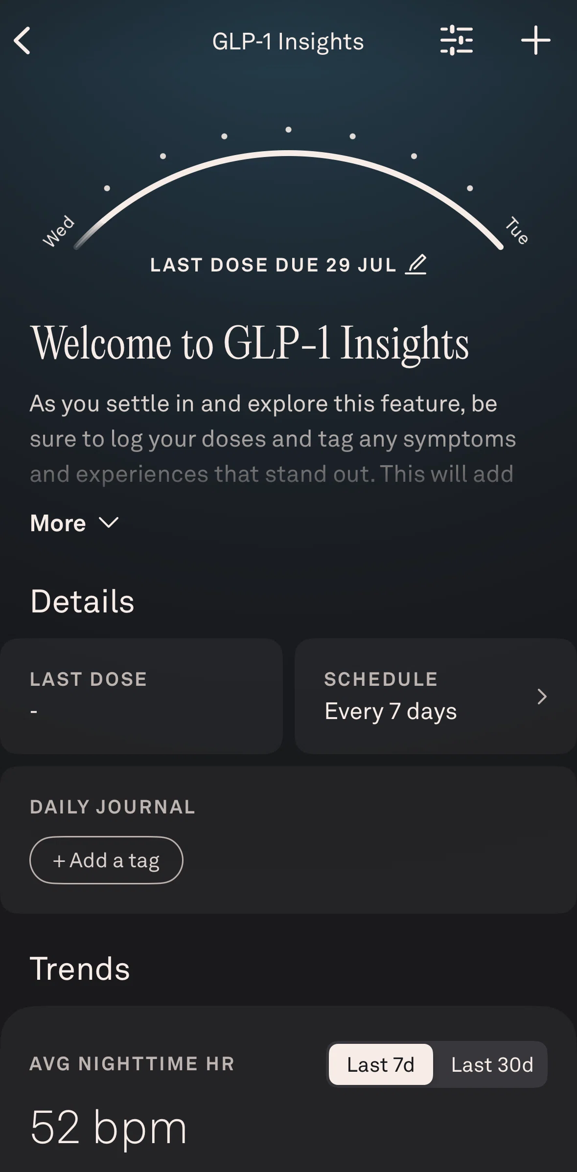 Oura Screen screen in the Metabolic health settings flow