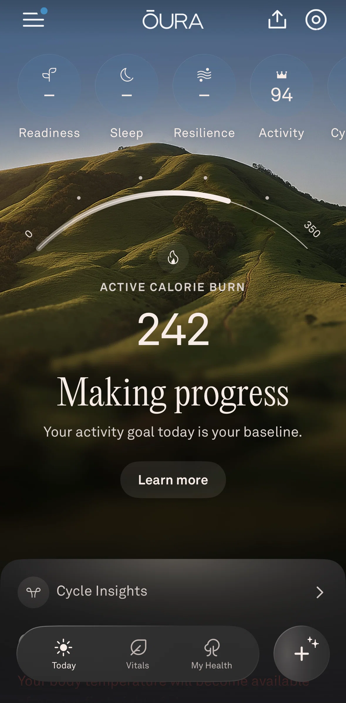 Oura Screen screen in the Profile flow
