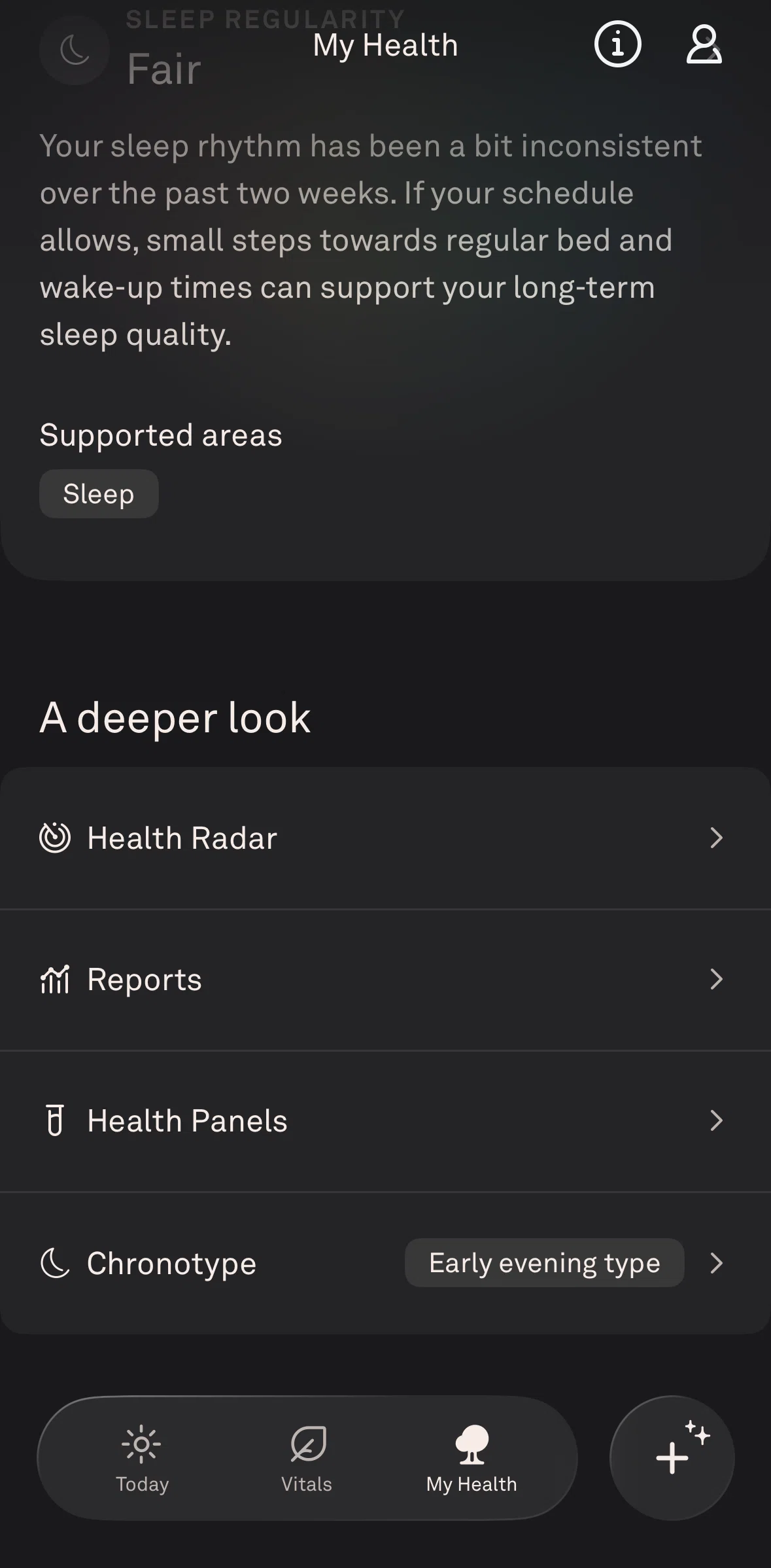 Oura Screen screen in the Reports flow