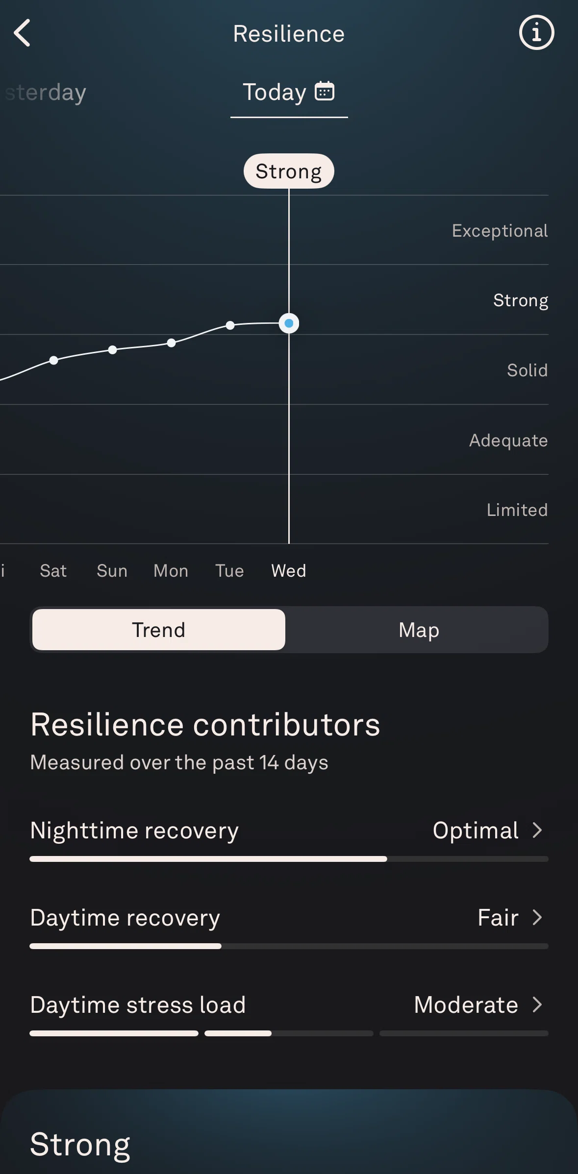 Oura Screen screen in the Resilience information flow