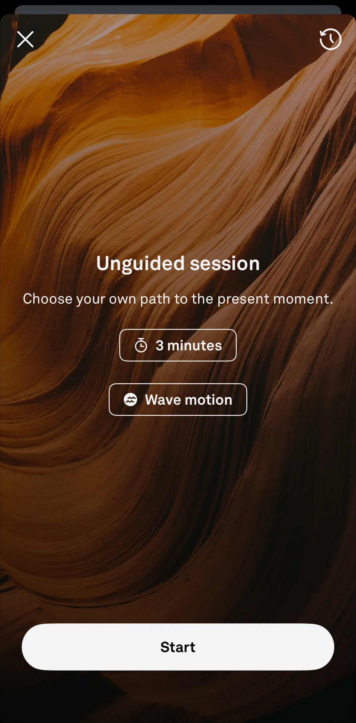 Oura Screen screen in the Session history flow