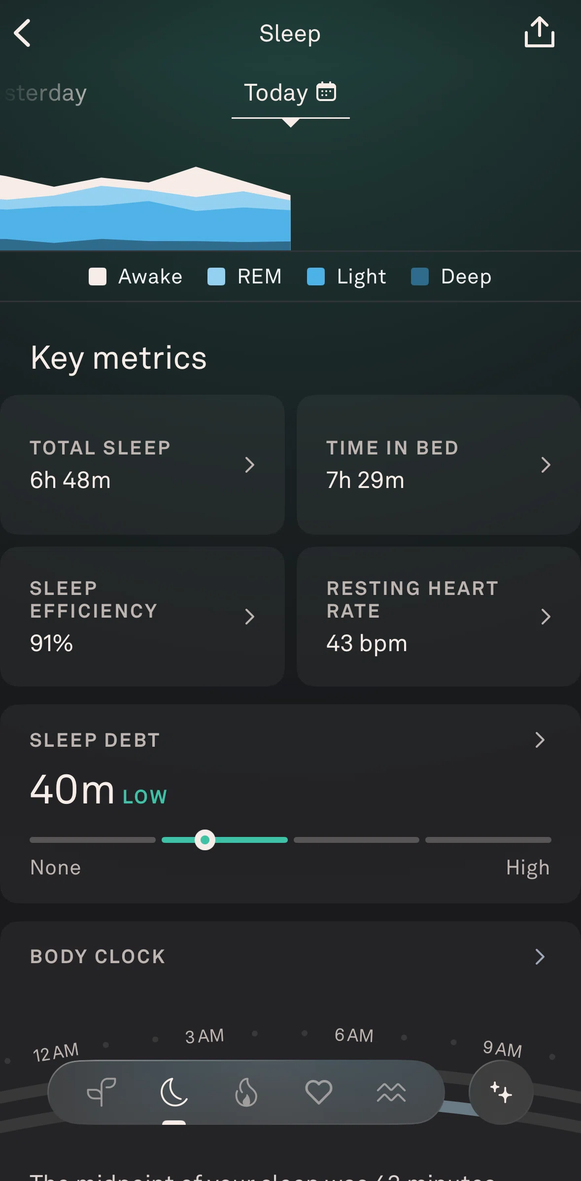 Oura Screen screen in the Sleep debt flow