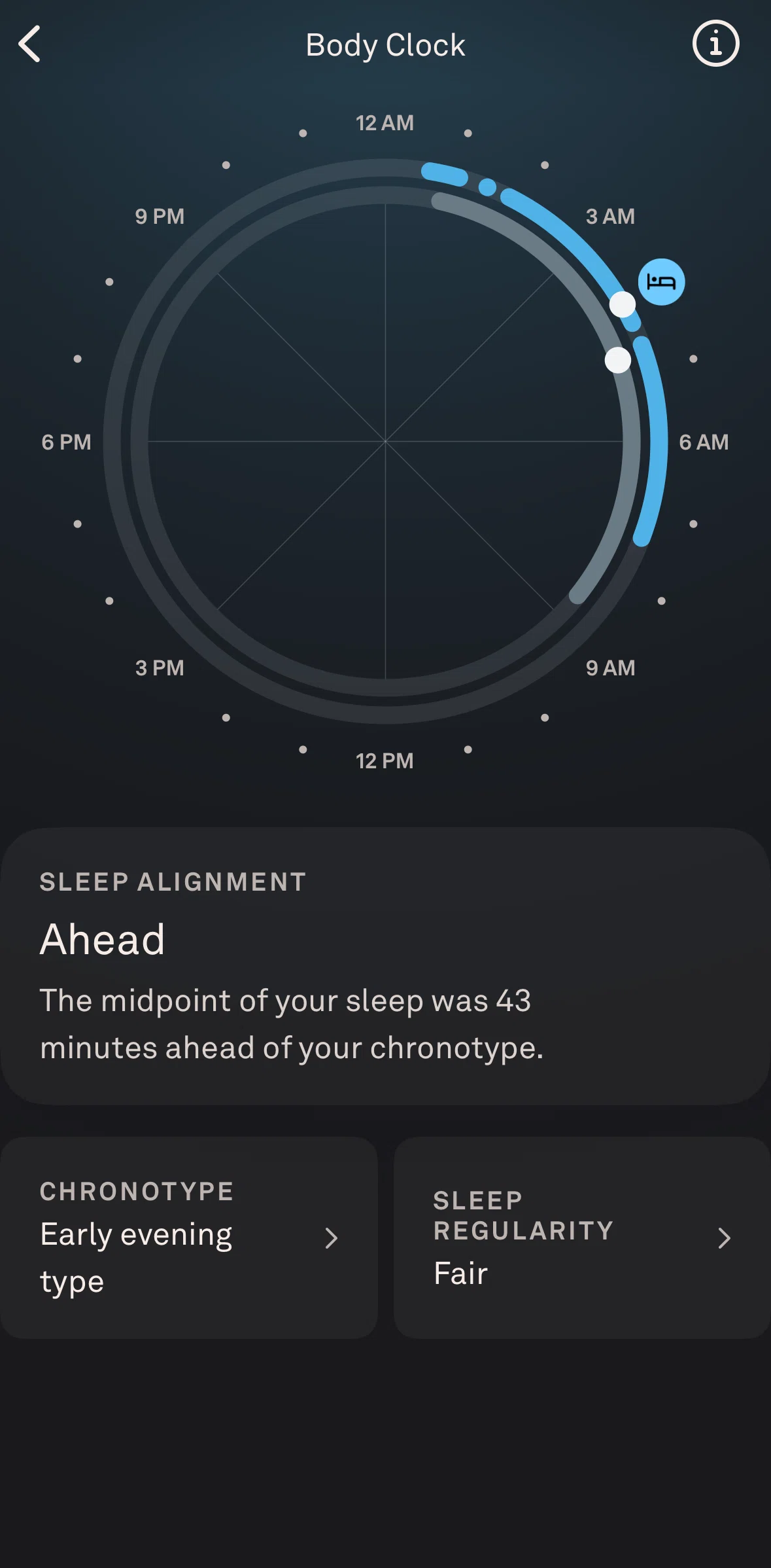 Oura Screen screen in the Sleep regularity flow
