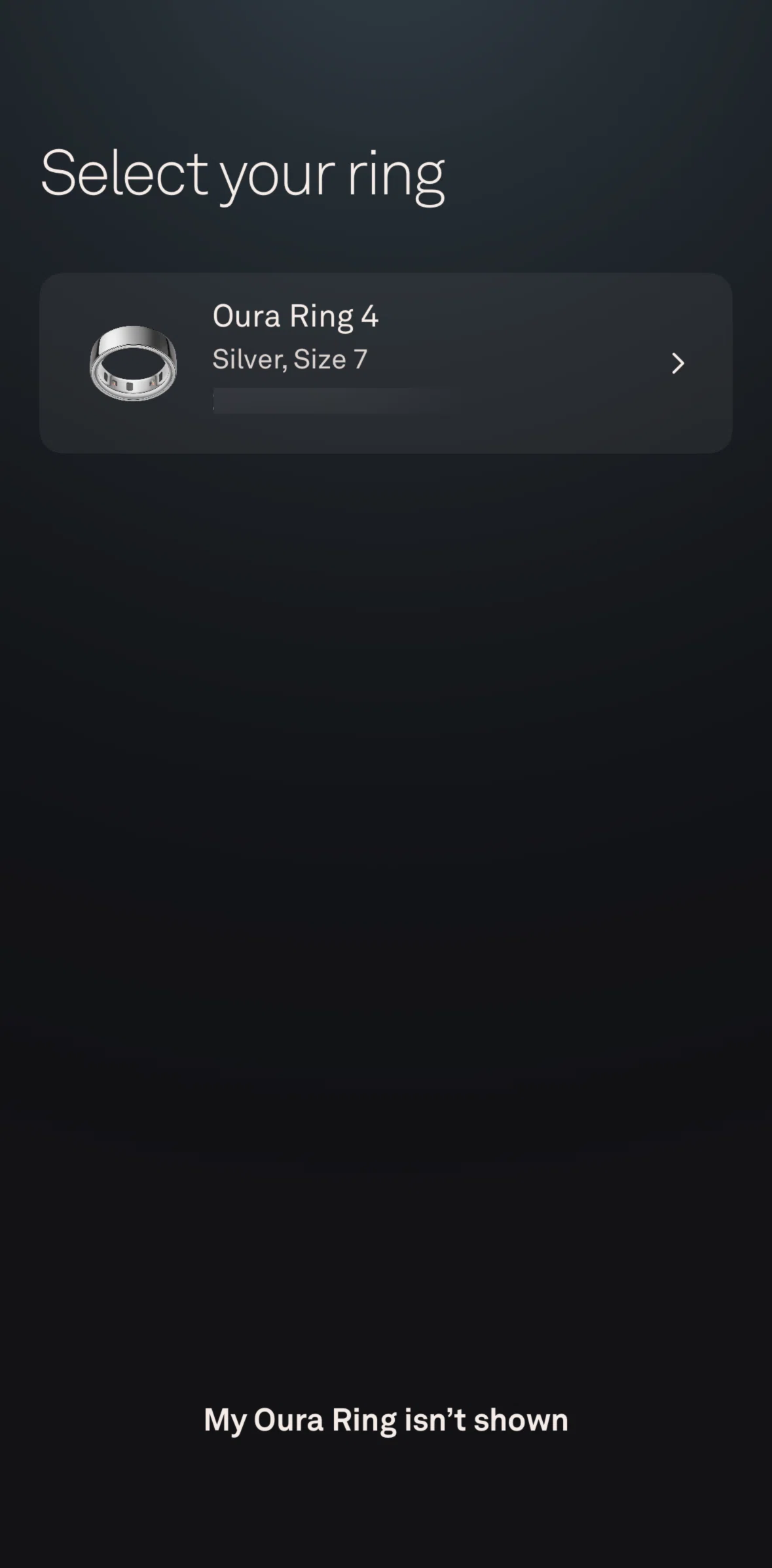 Oura Screen screen in the Subscribing to Oura membership flow