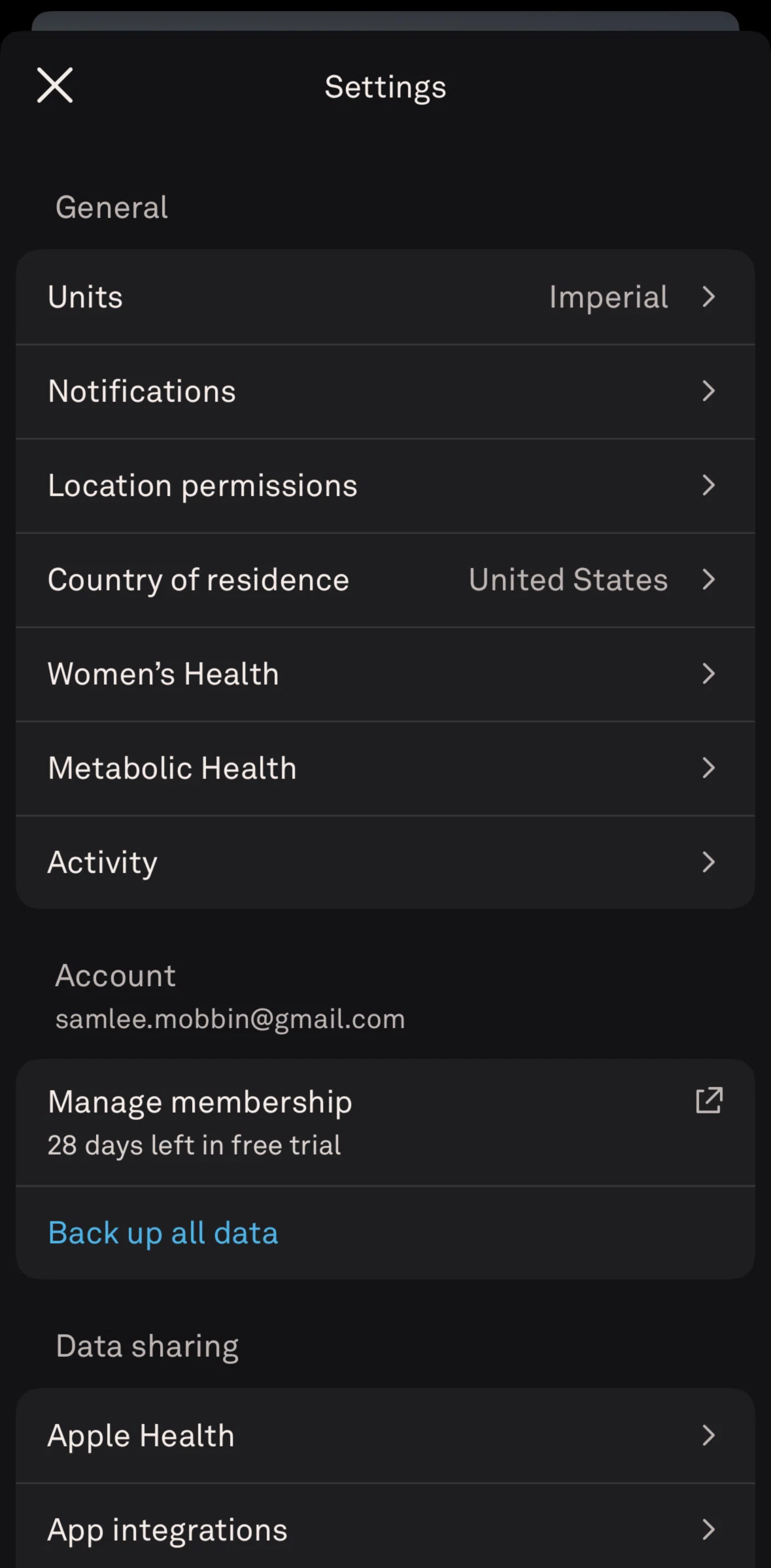 Oura Screen screen in the Turning off notifications flow