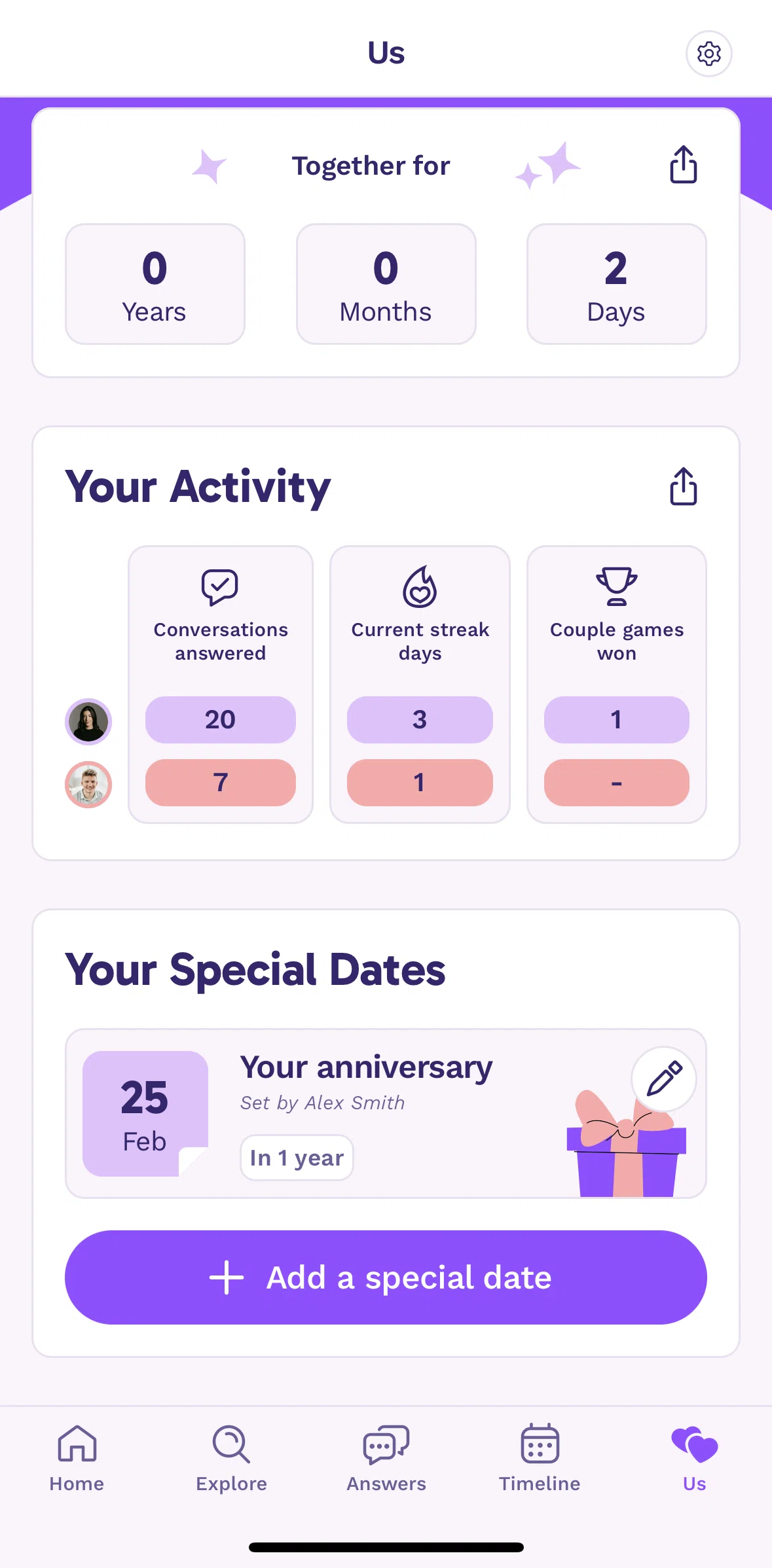 Paired Screen screen in the Adding a special date flow